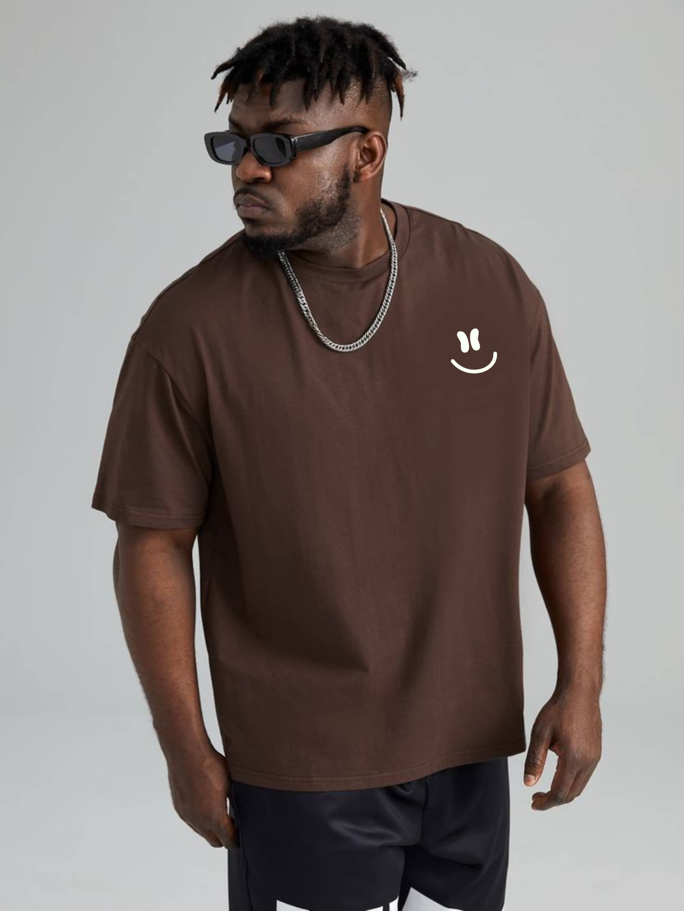 ekadravin Cotton Oversized Fit Solid Half Sleeves Men's Round T-Shirt - Brown ( Pack of 1 )