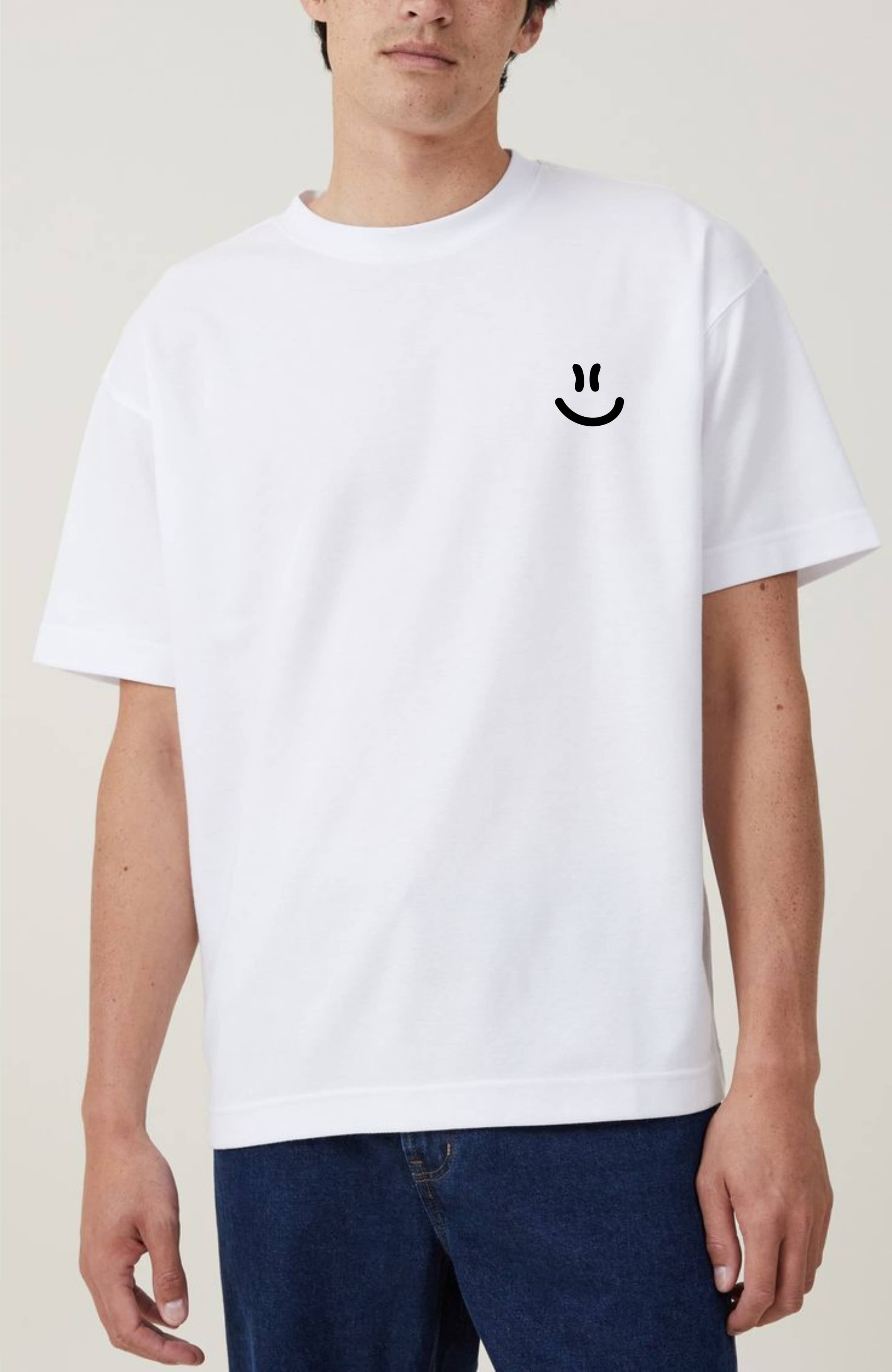 ekadravin Cotton Oversized Fit Solid Half Sleeves Men's Round T-Shirt - White ( Pack of 1 )