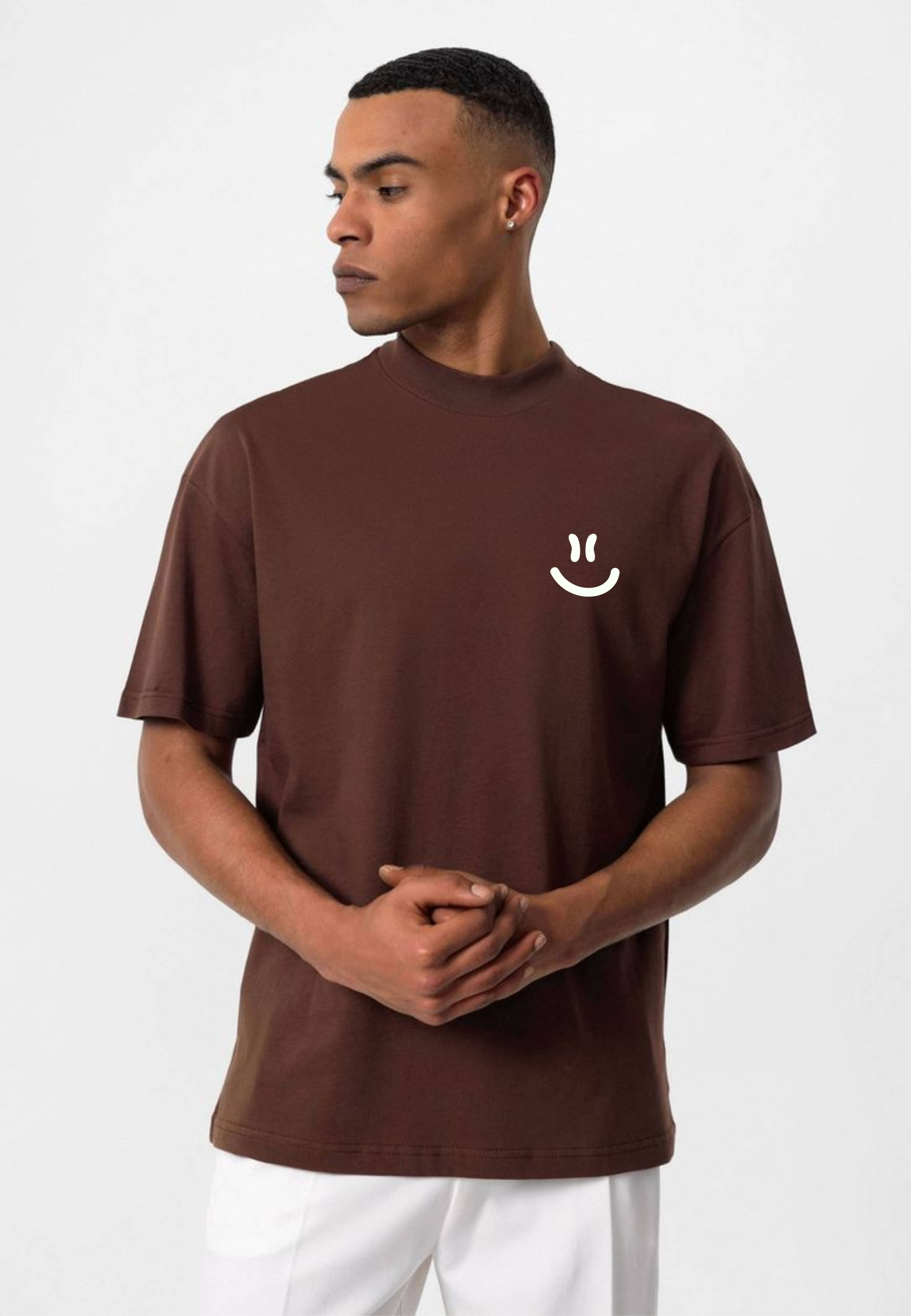     			ekadravin Cotton Oversized Fit Solid Half Sleeves Men's Round T-Shirt - Brown ( Pack of 1 )