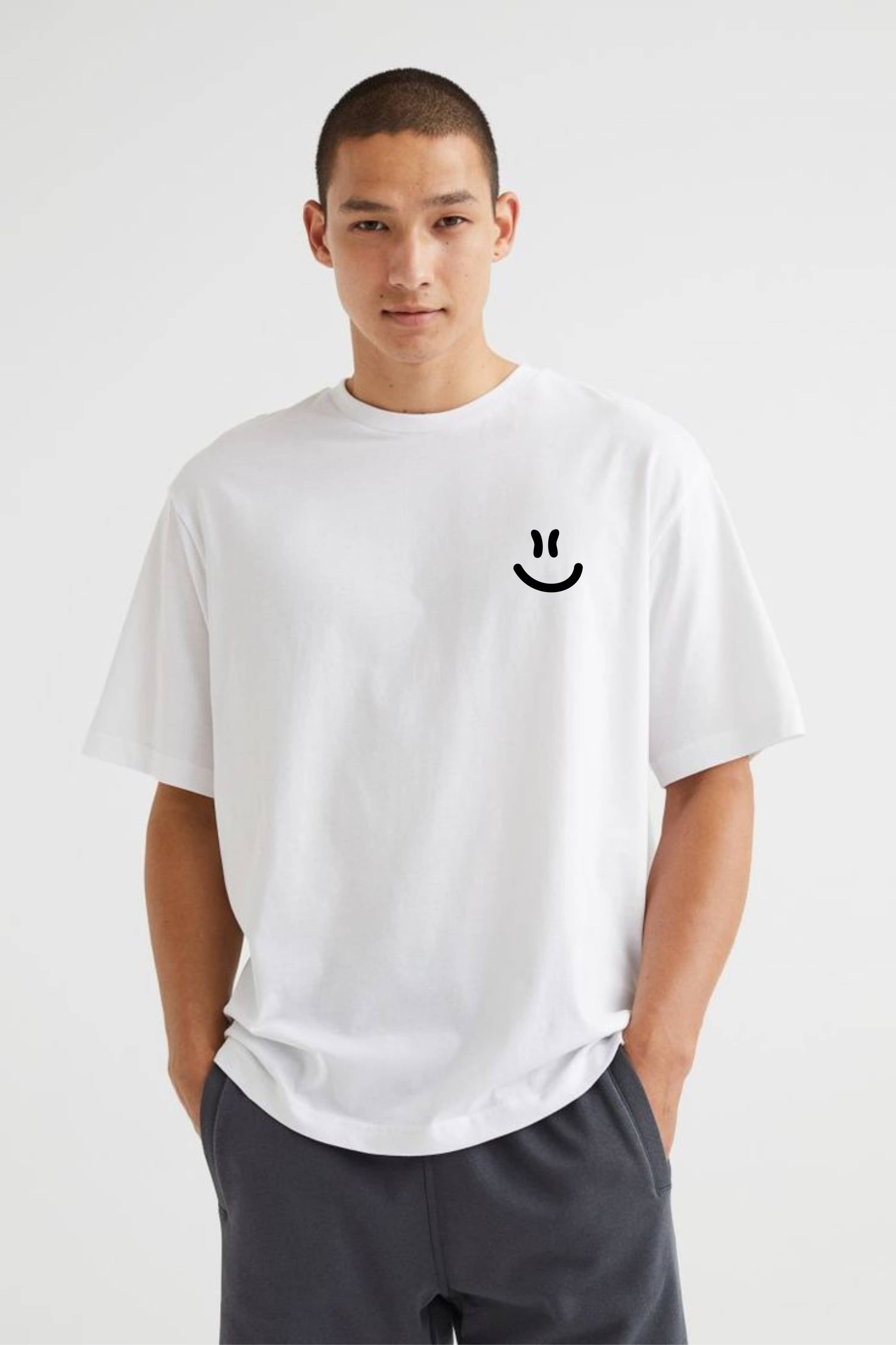 ekadravin Cotton Oversized Fit Solid Half Sleeves Men's Round T-Shirt - White ( Pack of 1 )
