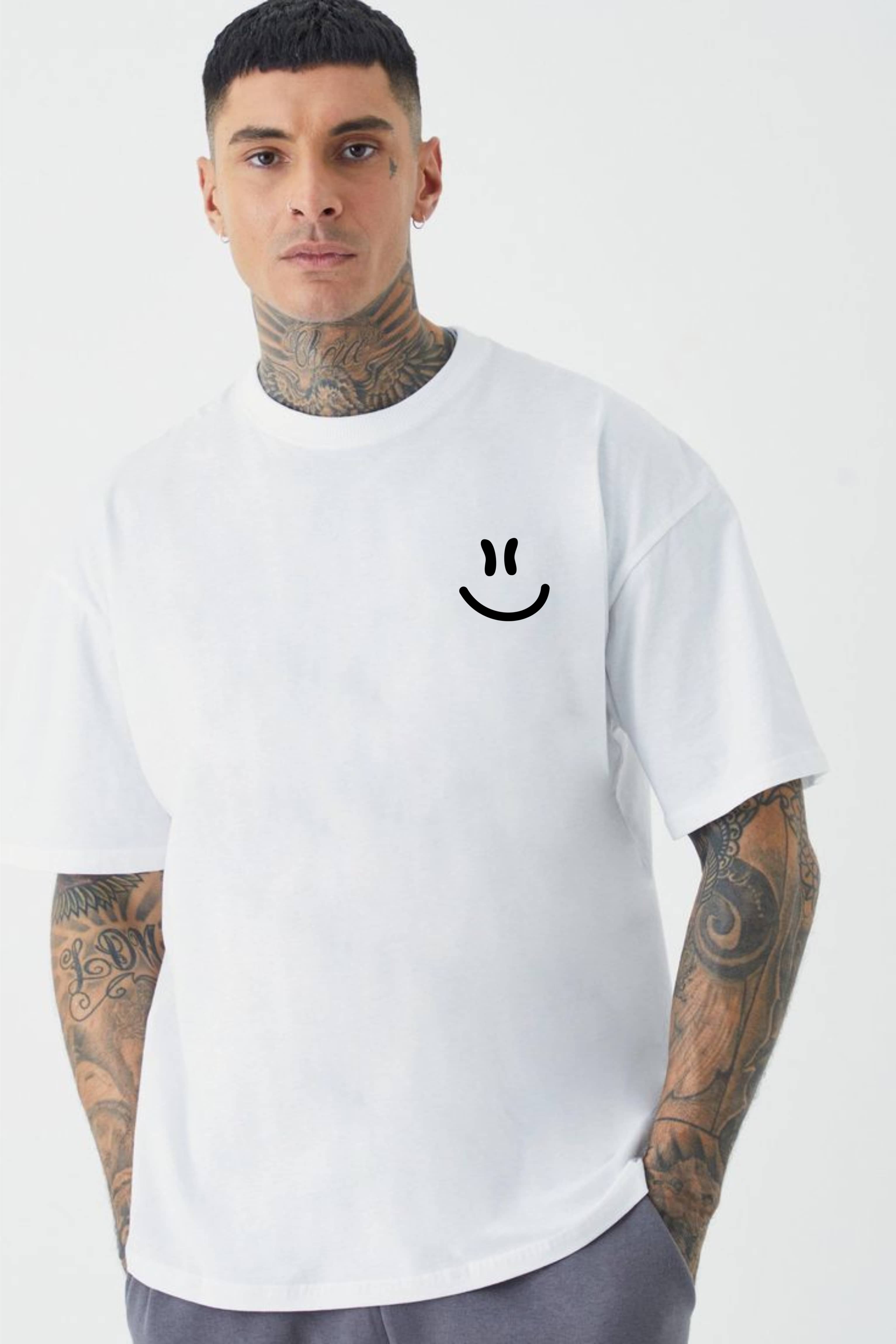 ekadravin Cotton Oversized Fit Solid Half Sleeves Men's Round T-Shirt - White ( Pack of 1 )