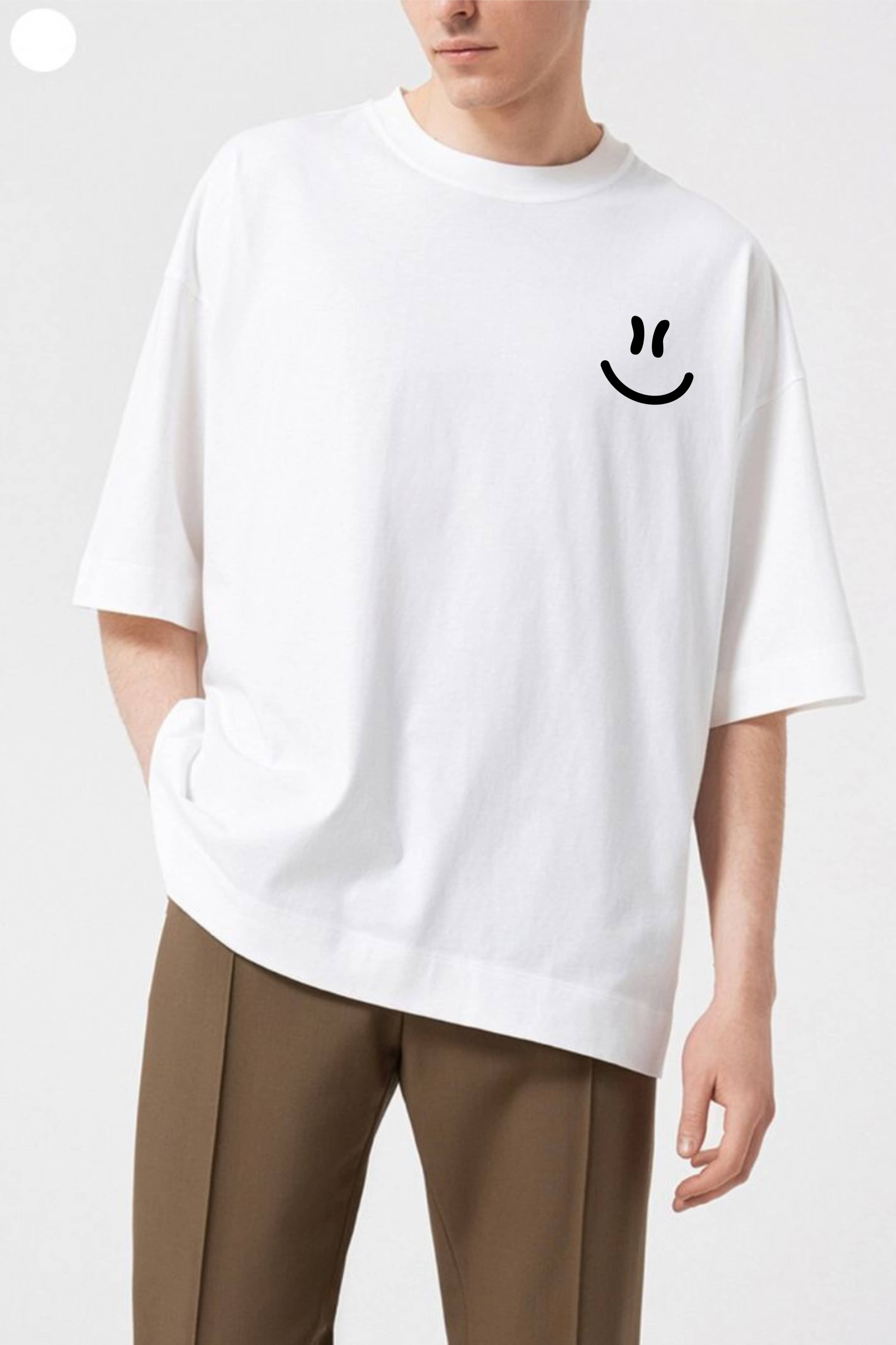 ekadravin Cotton Oversized Fit Solid 3/4th Sleeves Men's Round T-Shirt - White ( Pack of 1 )