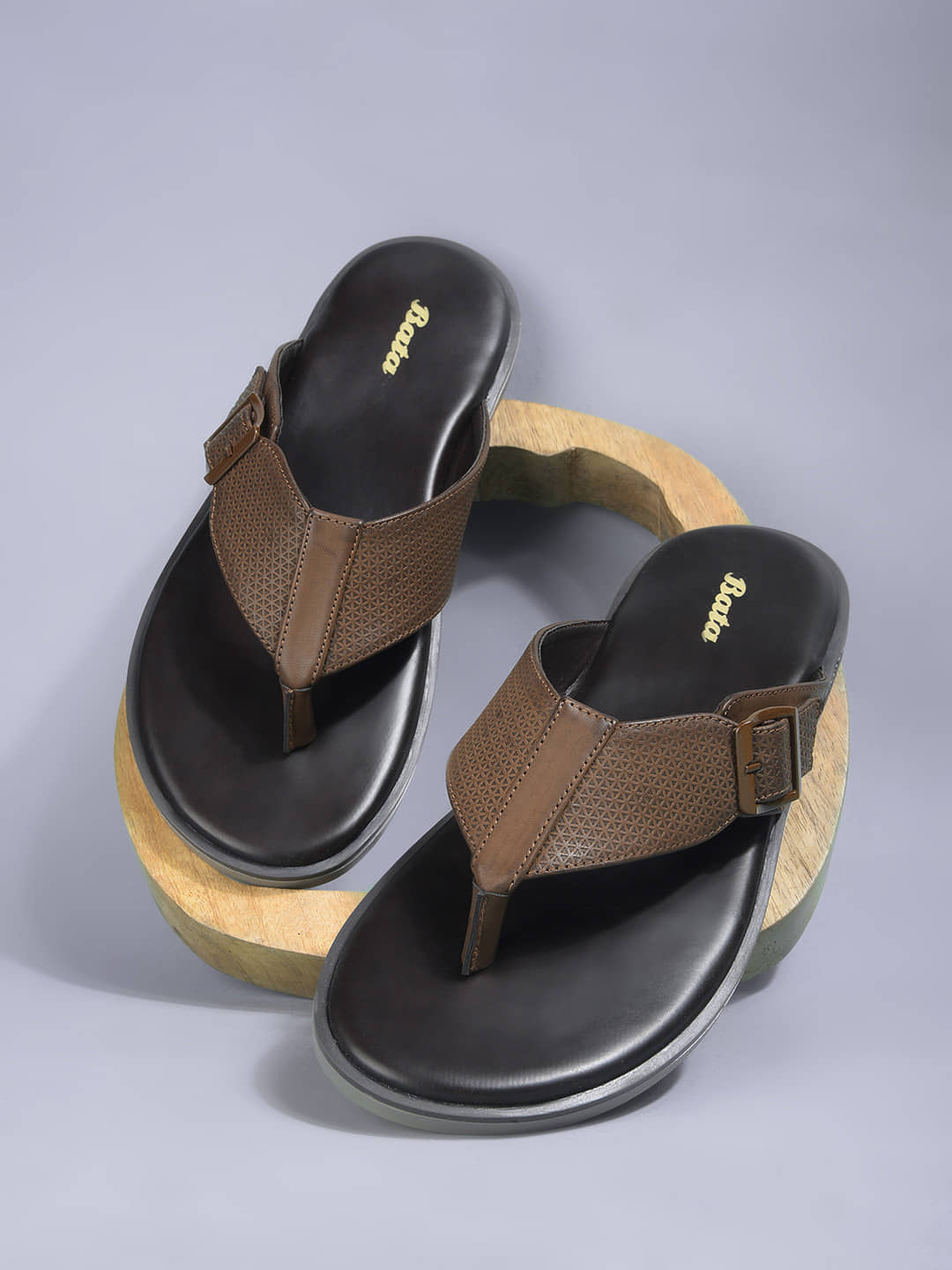 Bata Brown Men's Thong Flip Flop