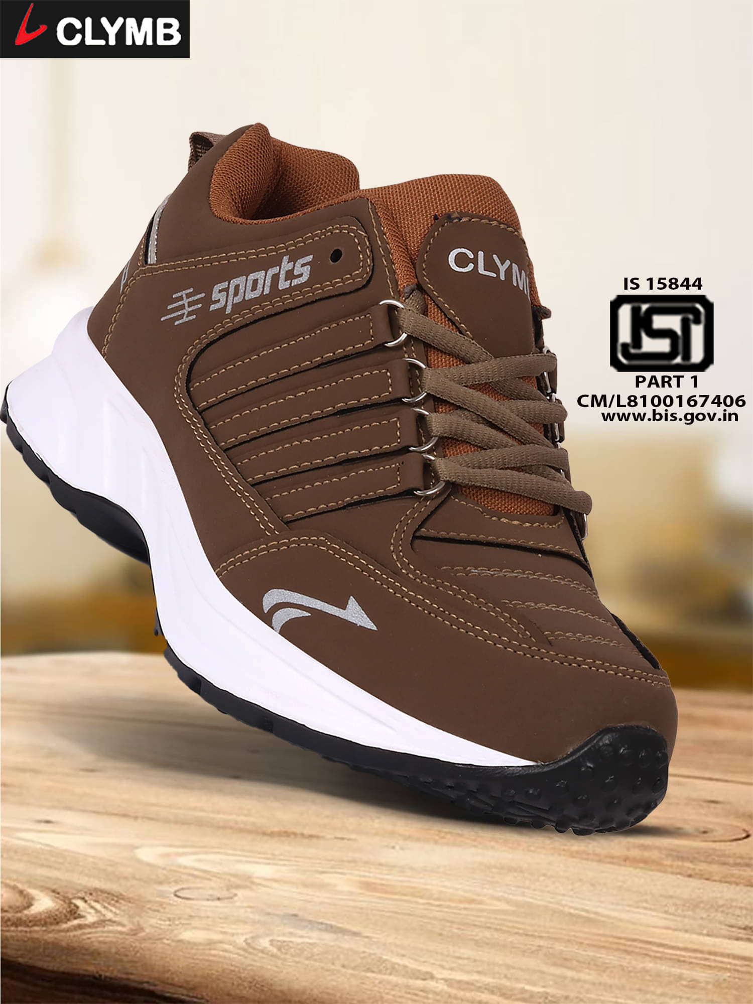 Clymb Brown Men's Sports Running Shoes Clymb Brown Men's Sports Running Shoes