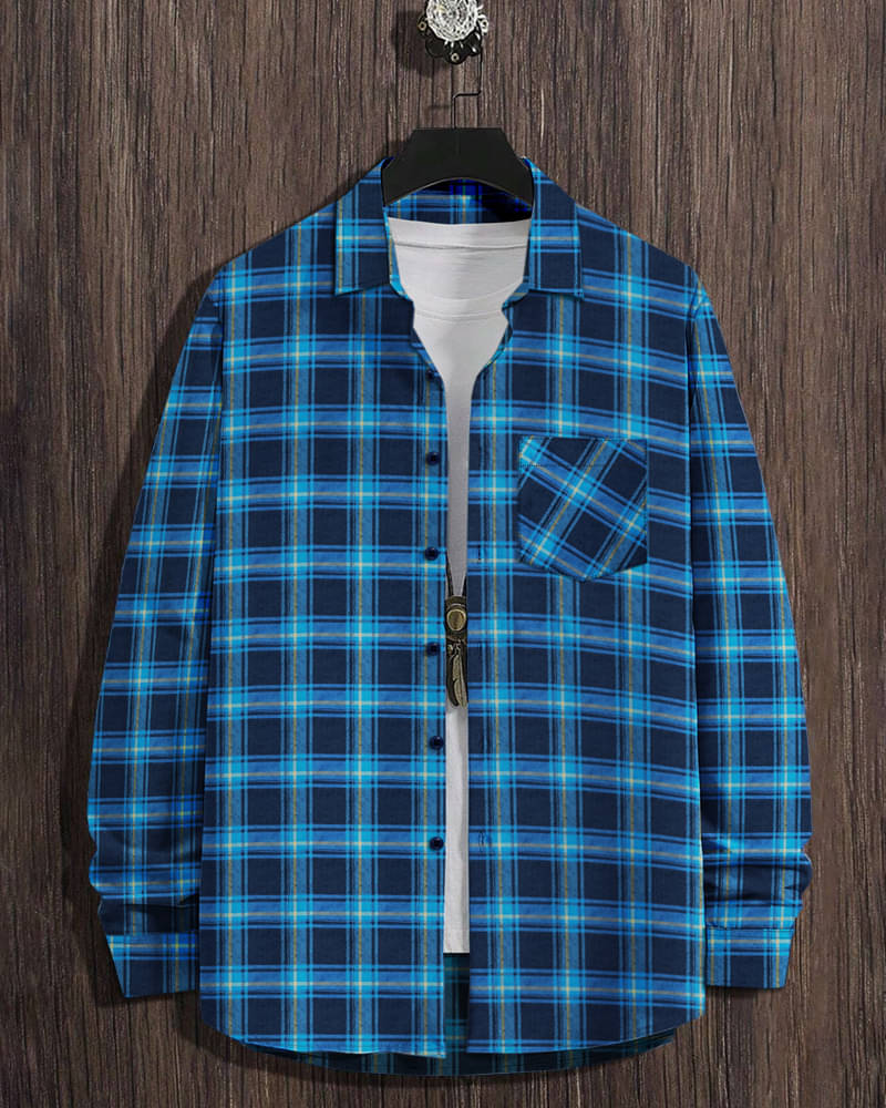 Eyebogler Cotton Blend Regular Fit Checks Full Sleeves Men's Casual Shirt - Blue ( Pack of 1 ) Eyebogler Cotton Blend Regular Fit Checks Full Sleeves Men's Casual Shirt - Blue ( Pack of 1 )