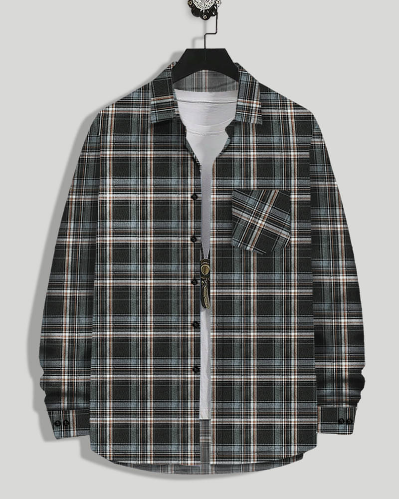     			Eyebogler Cotton Blend Regular Fit Checks Full Sleeves Men's Casual Shirt - Grey ( Pack of 1 )