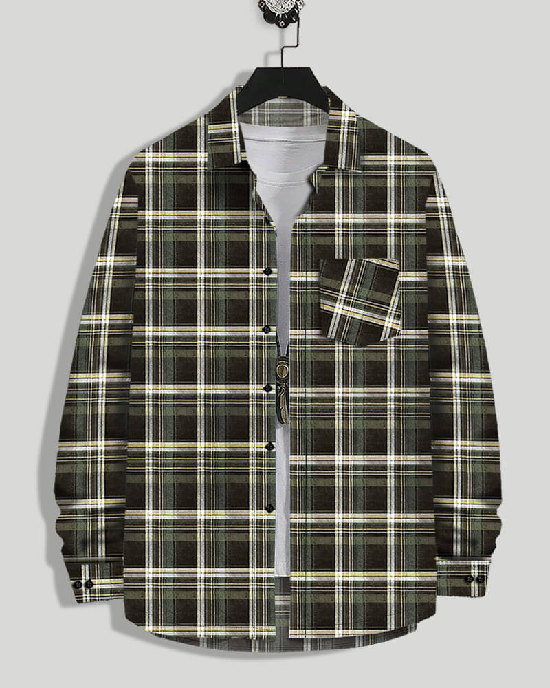     			Eyebogler Cotton Blend Regular Fit Checks Full Sleeves Men's Casual Shirt - Green ( Pack of 1 )