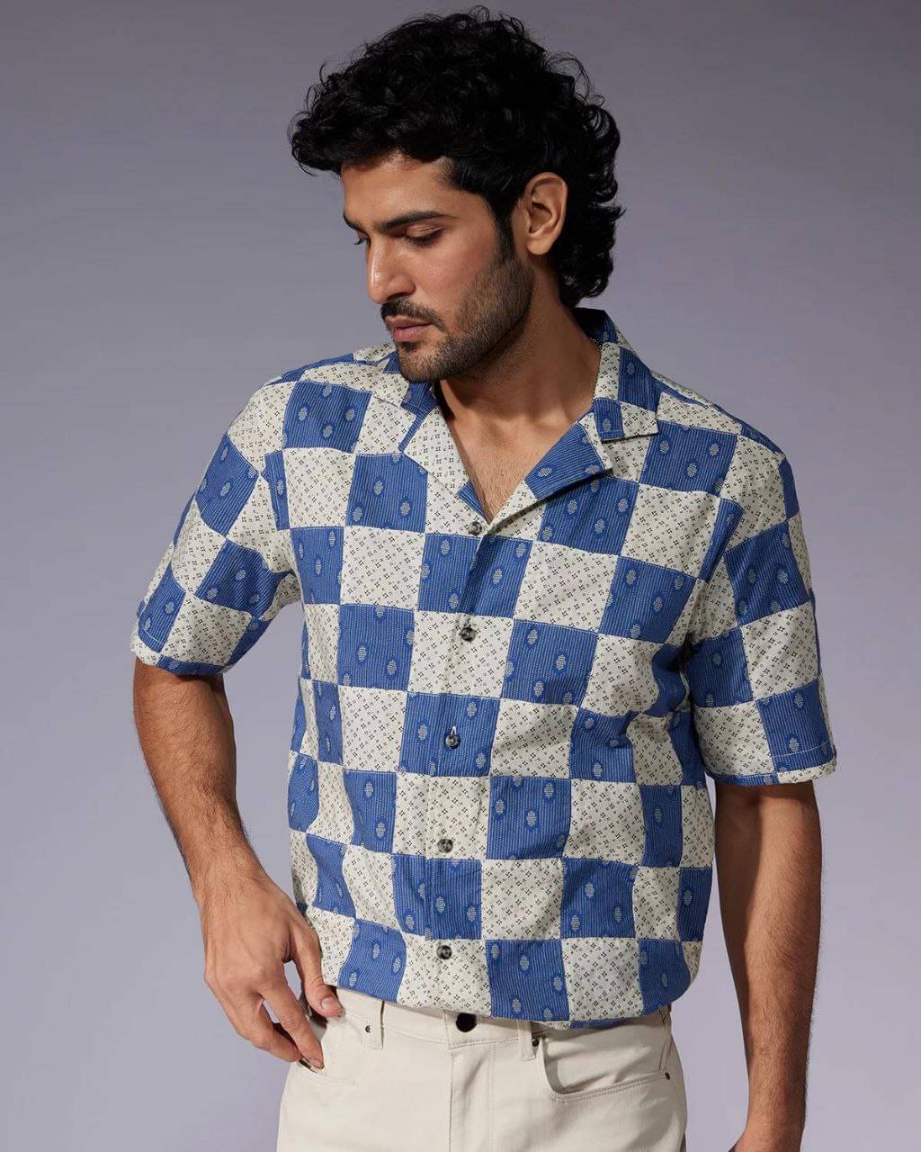     			Fashionfricks Cotton Blend Regular Fit Printed Half Sleeves Men's Casual Shirt - Blue ( Pack of 1 )