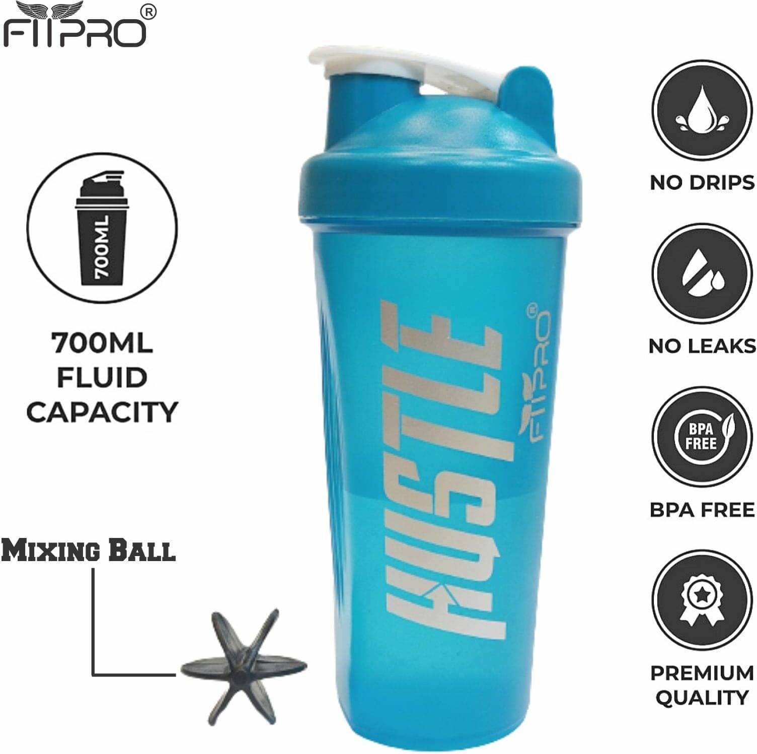     			FitPro Plastic Blue 700 mL Shaker ( Pack of 1 )