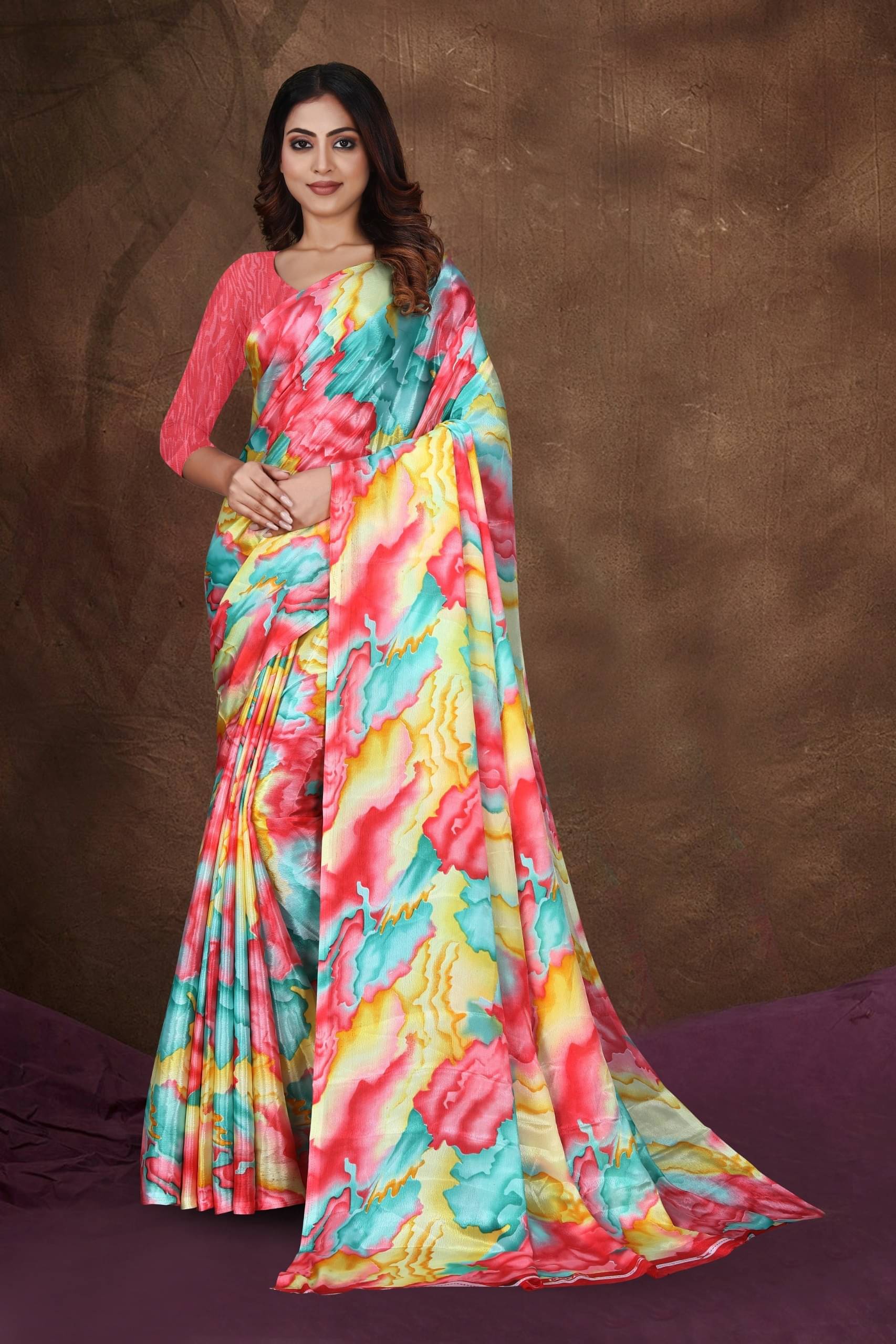 JIHANA FAB Chiffon Printed Saree With Unstitched Blouse Piece ( Pink ) JIHANA FAB Chiffon Printed Saree With Unstitched Blouse Piece ( Pink )