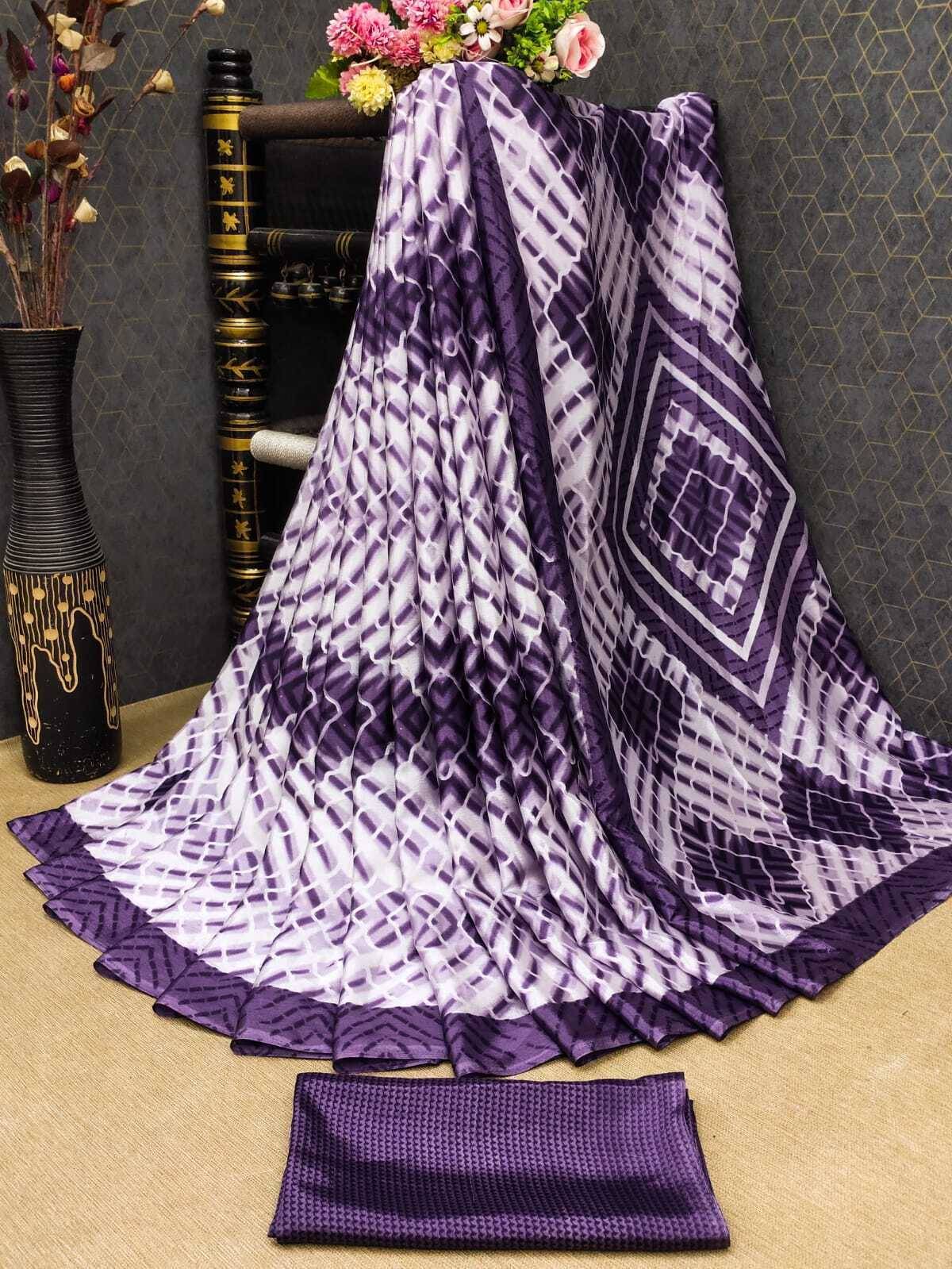     			JIHANA FAB Georgette Printed Saree With Unstitched Blouse Piece ( Multicolor )