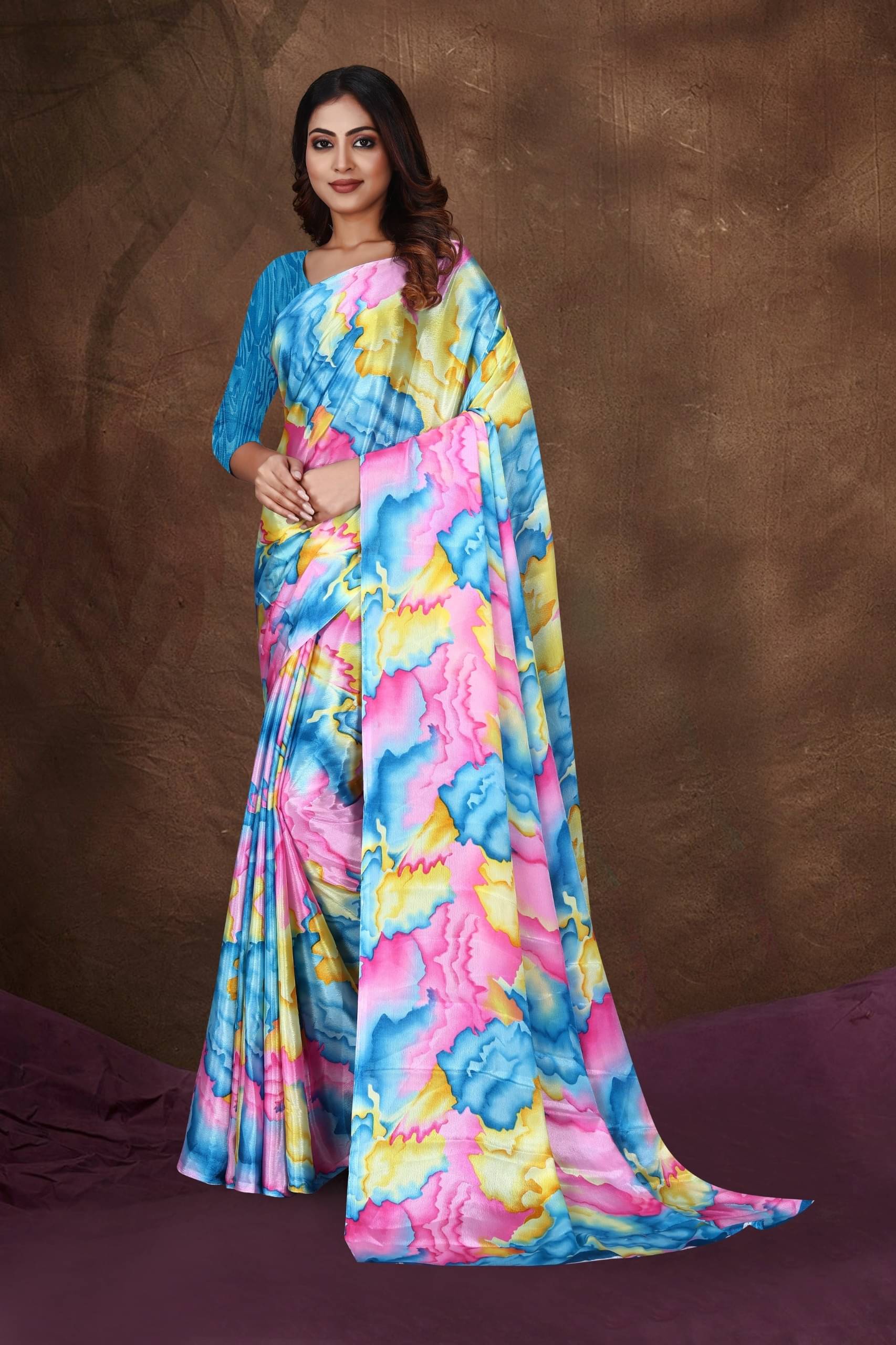 JIHANA FAB Chiffon Printed Saree With Unstitched Blouse Piece ( Blue ) JIHANA FAB Chiffon Printed Saree With Unstitched Blouse Piece ( Blue )