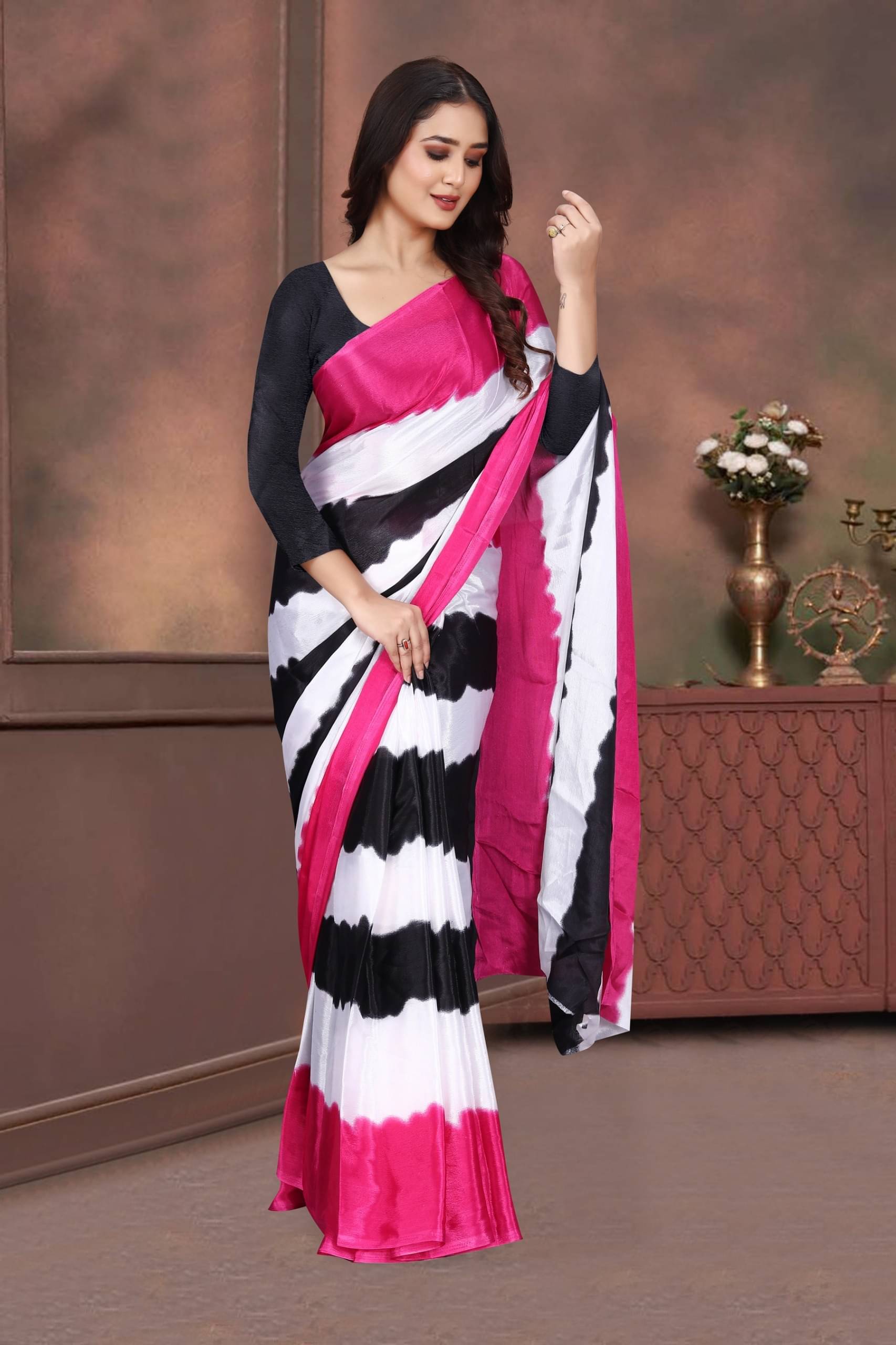 JIHANA FAB Georgette Printed Saree With Unstitched Blouse Piece ( Pink ) JIHANA FAB Georgette Printed Saree With Unstitched Blouse Piece ( Pink )