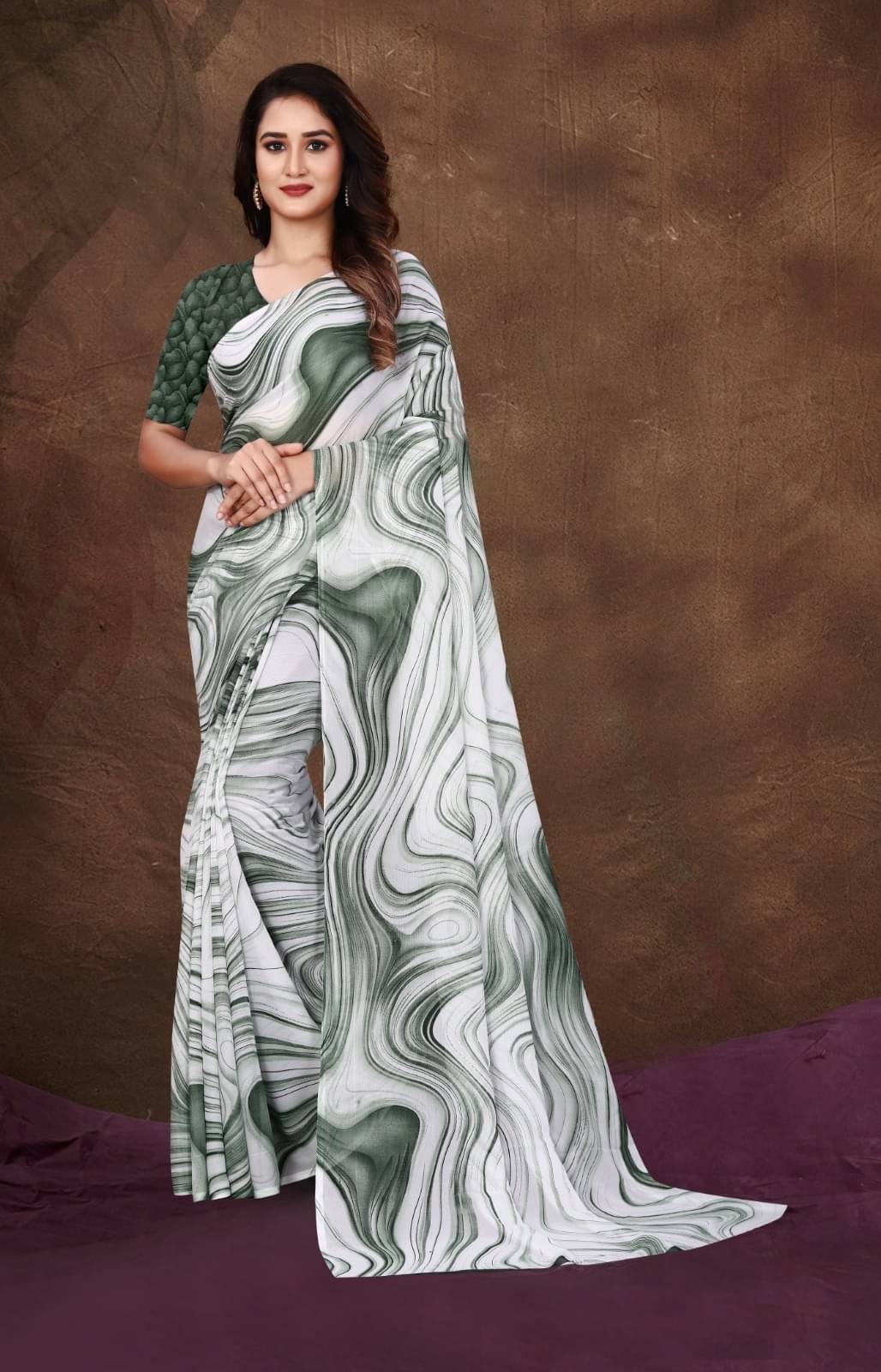 JIHANA FAB Chiffon Printed Saree With Unstitched Blouse Piece ( Green ) JIHANA FAB Chiffon Printed Saree With Unstitched Blouse Piece ( Green )