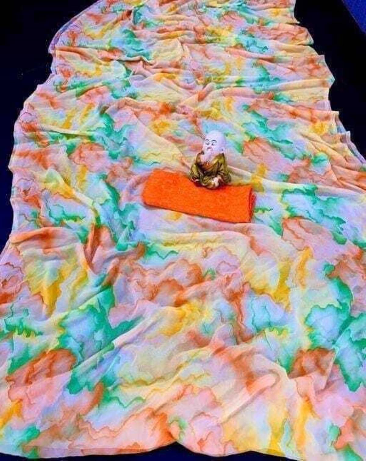     			JIHANA FAB Georgette Printed Saree With Unstitched Blouse Piece ( Orange )