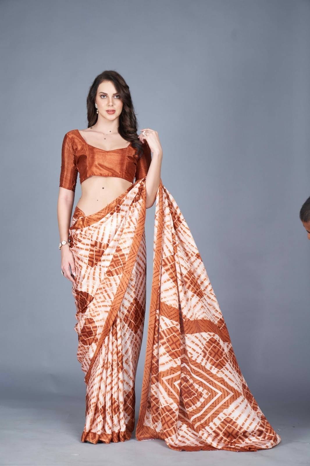     			JIHANA FAB Georgette Printed Saree With Unstitched Blouse Piece ( Multicolor )