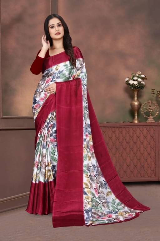     			JIHANA FAB Chiffon Printed Saree With Unstitched Blouse Piece ( Multicolor )
