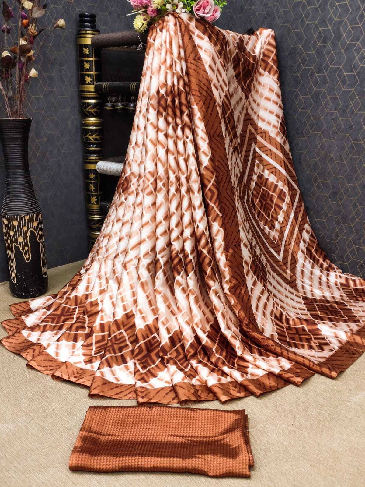     			JIHANA FAB Georgette Printed Saree With Unstitched Blouse Piece ( Multicolor )