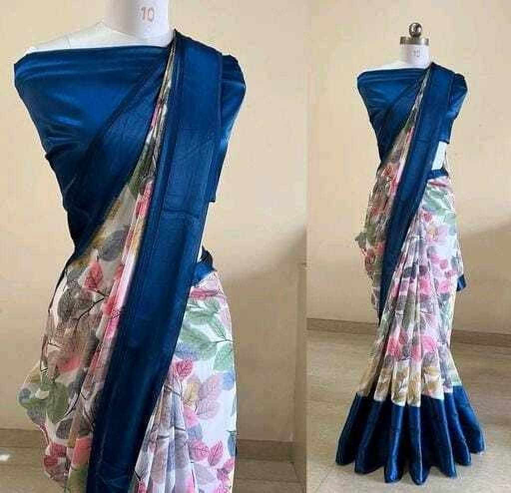     			JIHANA FAB Georgette Printed Saree With Unstitched Blouse Piece ( Multicolor )