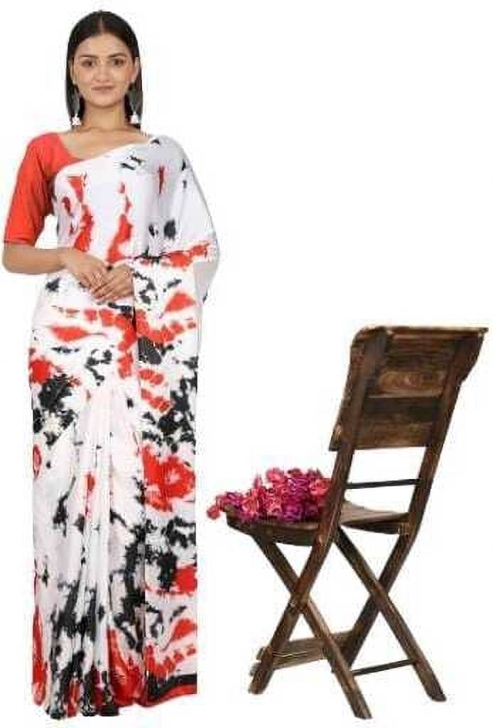 JIHANA FAB Georgette Printed Saree With Unstitched Blouse Piece ( Multicolor ) - Sarees | Buy online on ZillyBuy