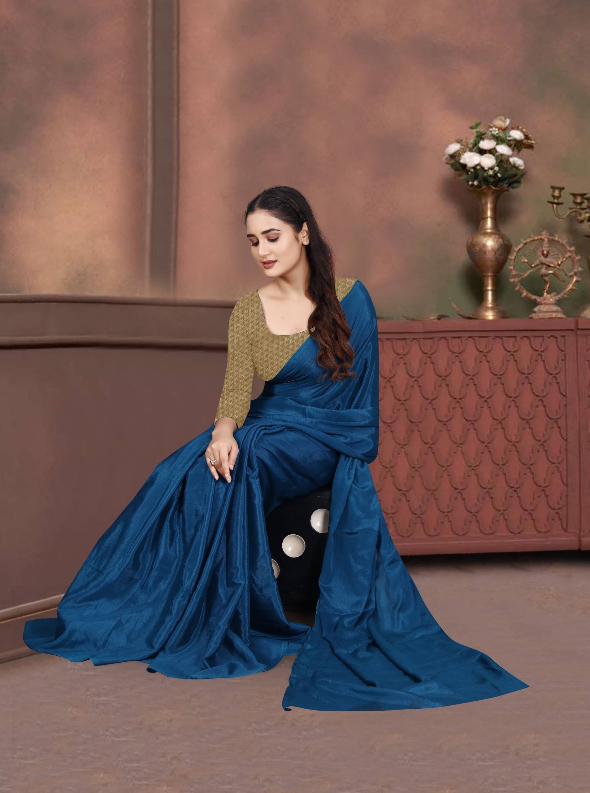 JIHANA FAB Georgette Printed Saree With Unstitched Blouse Piece ( Blue ) JIHANA FAB Georgette Printed Saree With Unstitched Blouse Piece ( Blue )