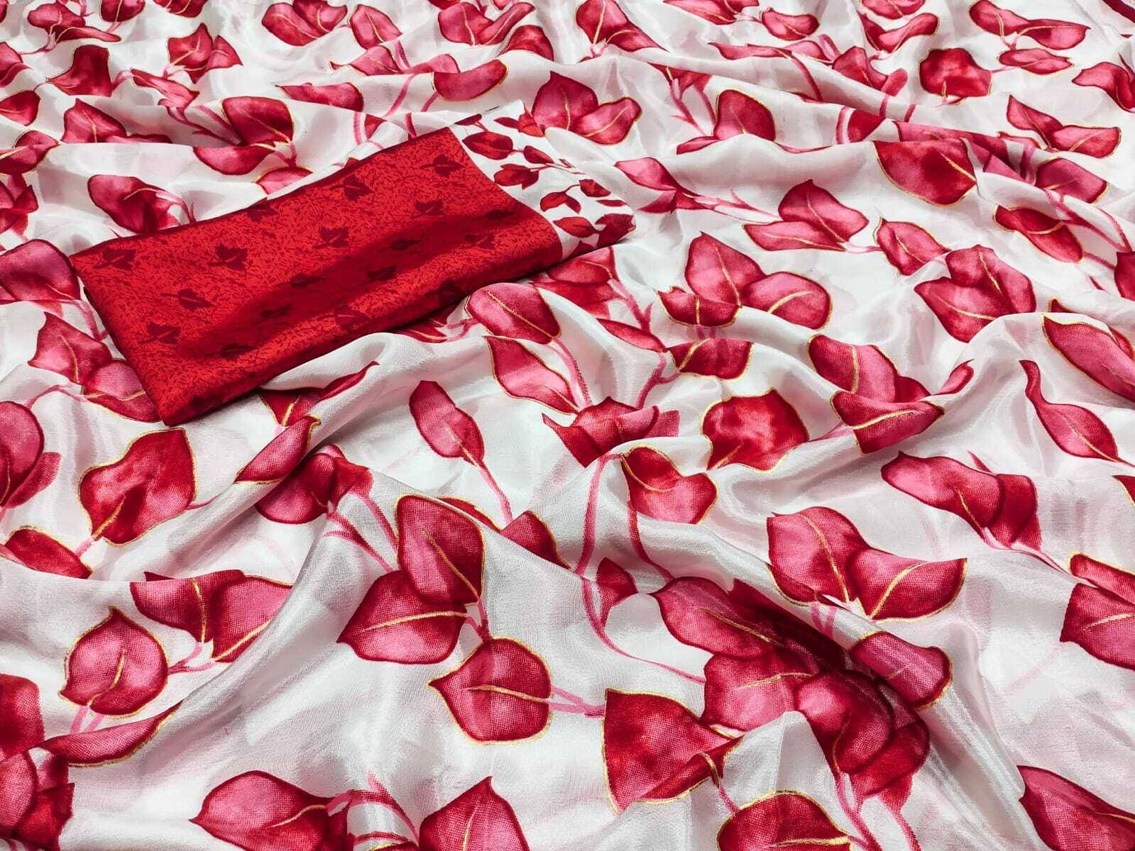 JIHANA FAB Art Silk Printed Saree With Unstitched Blouse Piece ( Red ) JIHANA FAB Art Silk Printed Saree With Unstitched Blouse Piece ( Red )
