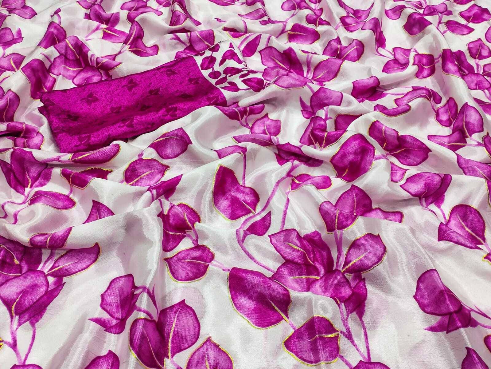     			JIHANA FAB Art Silk Printed Saree With Unstitched Blouse Piece ( Pink )