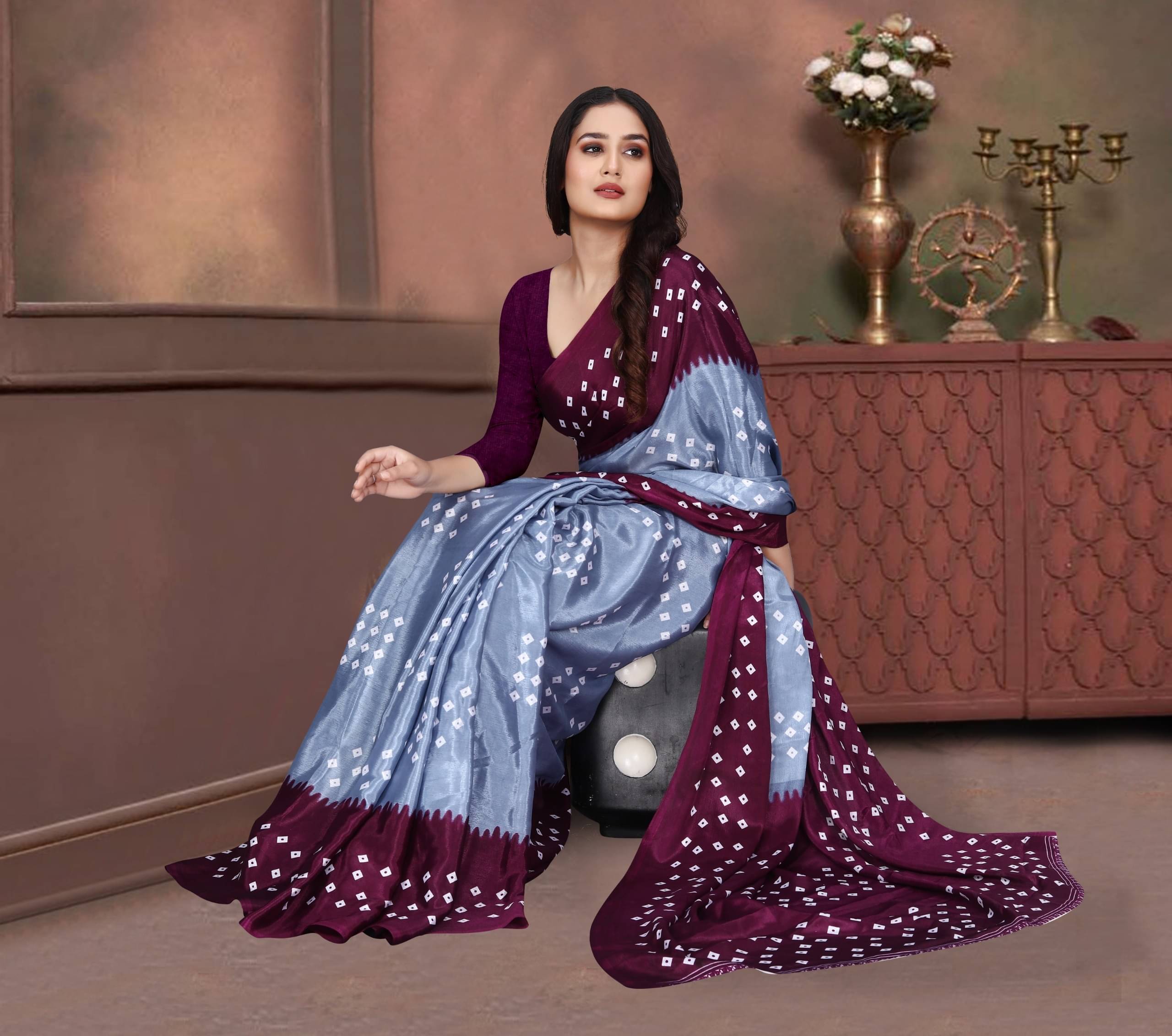 JIHANA FAB Georgette Printed Saree With Unstitched Blouse Piece ( Grey ) JIHANA FAB Georgette Printed Saree With Unstitched Blouse Piece ( Grey )