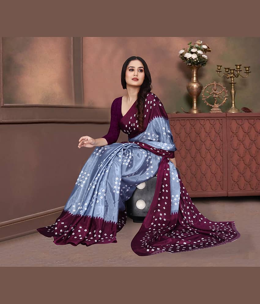 JIHANA FAB Georgette Printed Saree With Unstitched Blouse Piece ( Grey ) - Sarees | Buy online on ZillyBuy