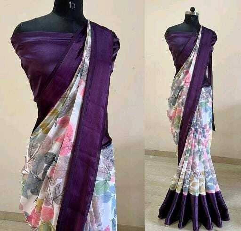     			JIHANA FAB Chiffon Printed Saree With Unstitched Blouse Piece ( Multicolor )