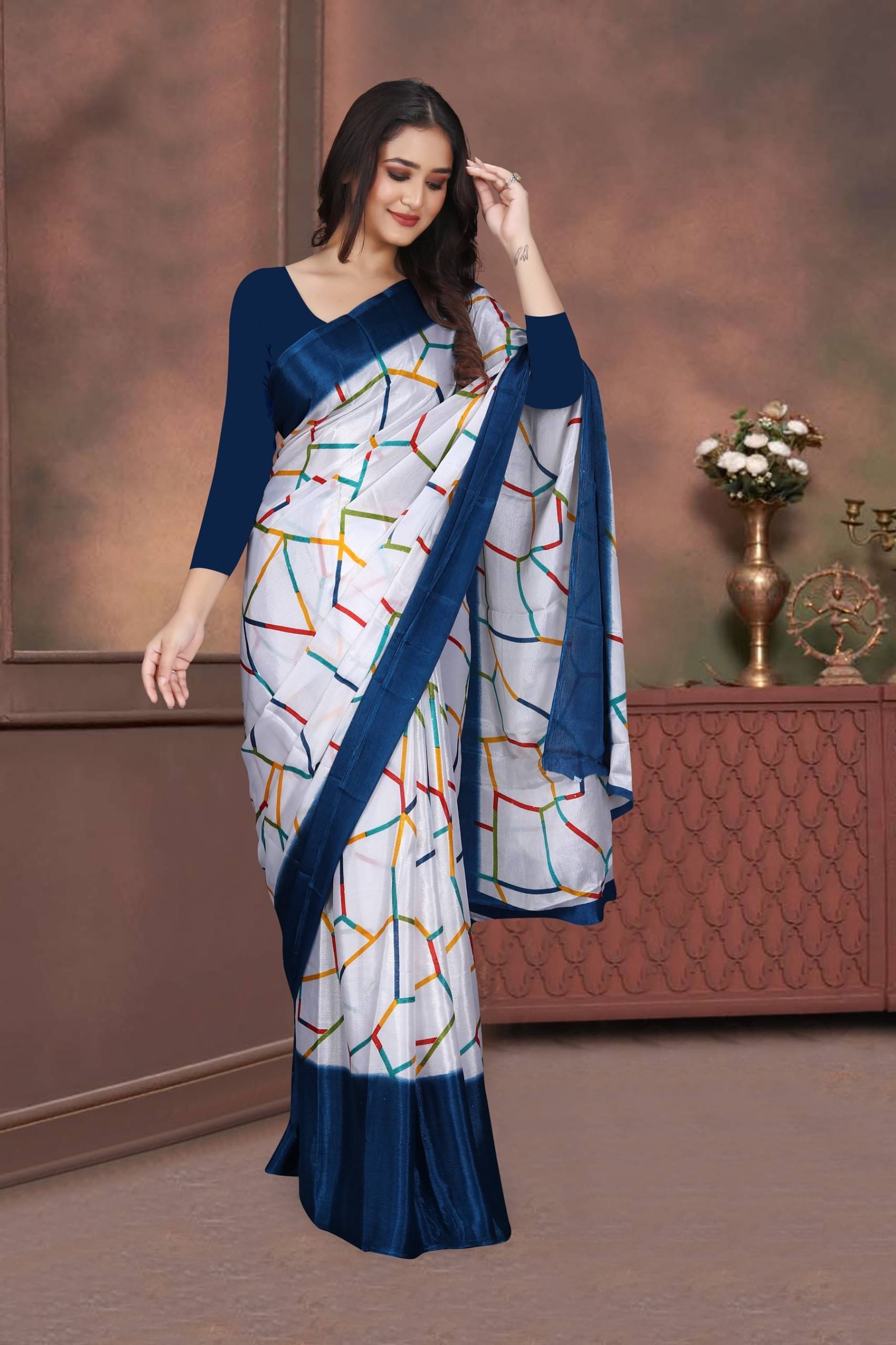 JIHANA FAB Georgette Printed Saree With Unstitched Blouse Piece ( Blue ) JIHANA FAB Georgette Printed Saree With Unstitched Blouse Piece ( Blue )