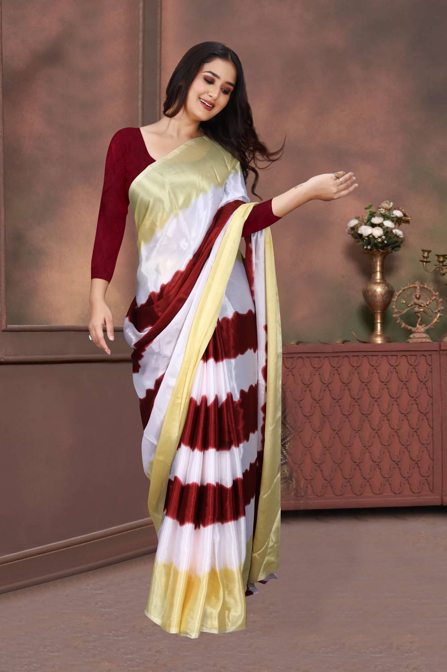 JIHANA FAB Georgette Printed Saree With Unstitched Blouse Piece ( Brown ) JIHANA FAB Georgette Printed Saree With Unstitched Blouse Piece ( Brown )