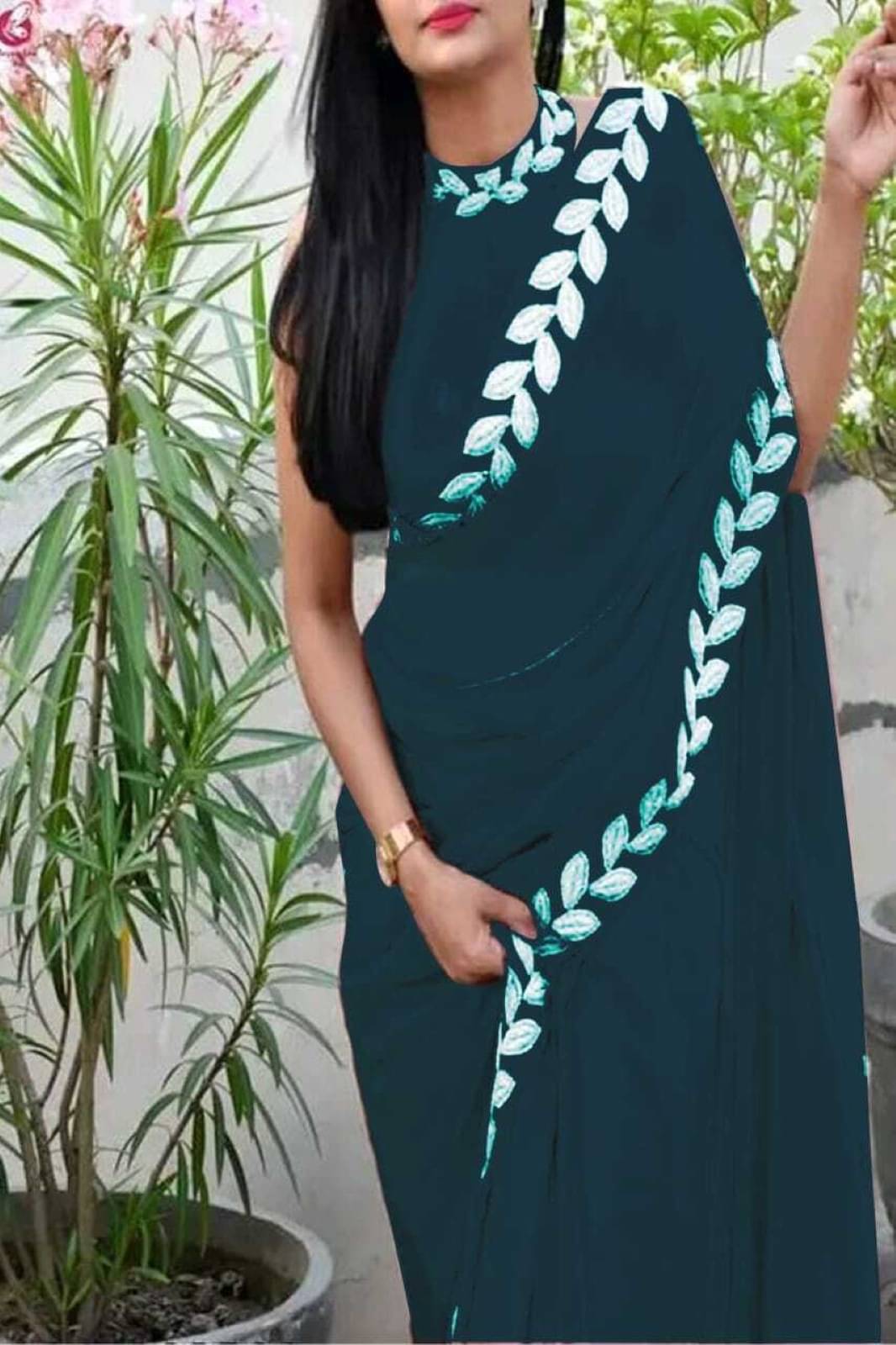 JIHANA FAB Chiffon Embroidered Saree With Unstitched Blouse Piece ( Blue ) JIHANA FAB Chiffon Embroidered Saree With Unstitched Blouse Piece ( Blue )