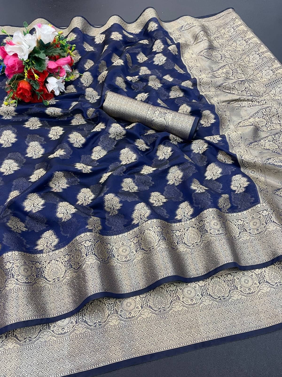 JIHANA FAB Organza Woven Saree With Unstitched Blouse Piece ( Blue ) JIHANA FAB Organza Woven Saree With Unstitched Blouse Piece ( Blue )