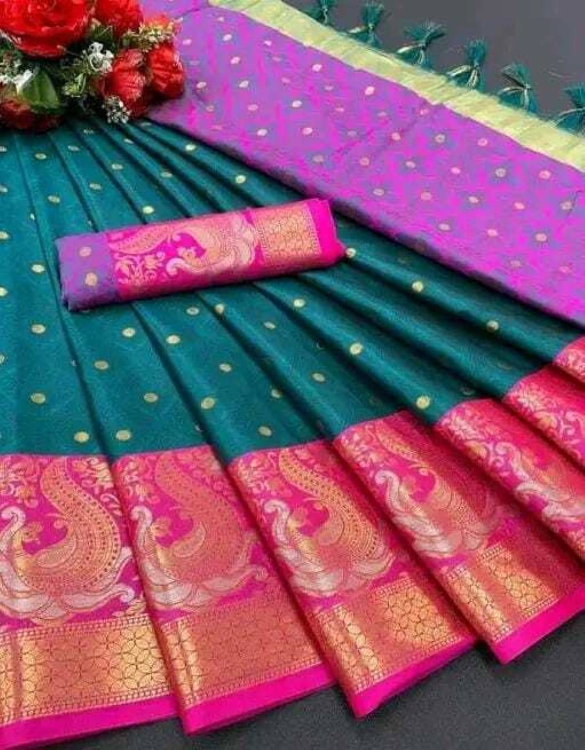     			JIHANA FAB Organza Woven Saree With Unstitched Blouse Piece ( Blue )