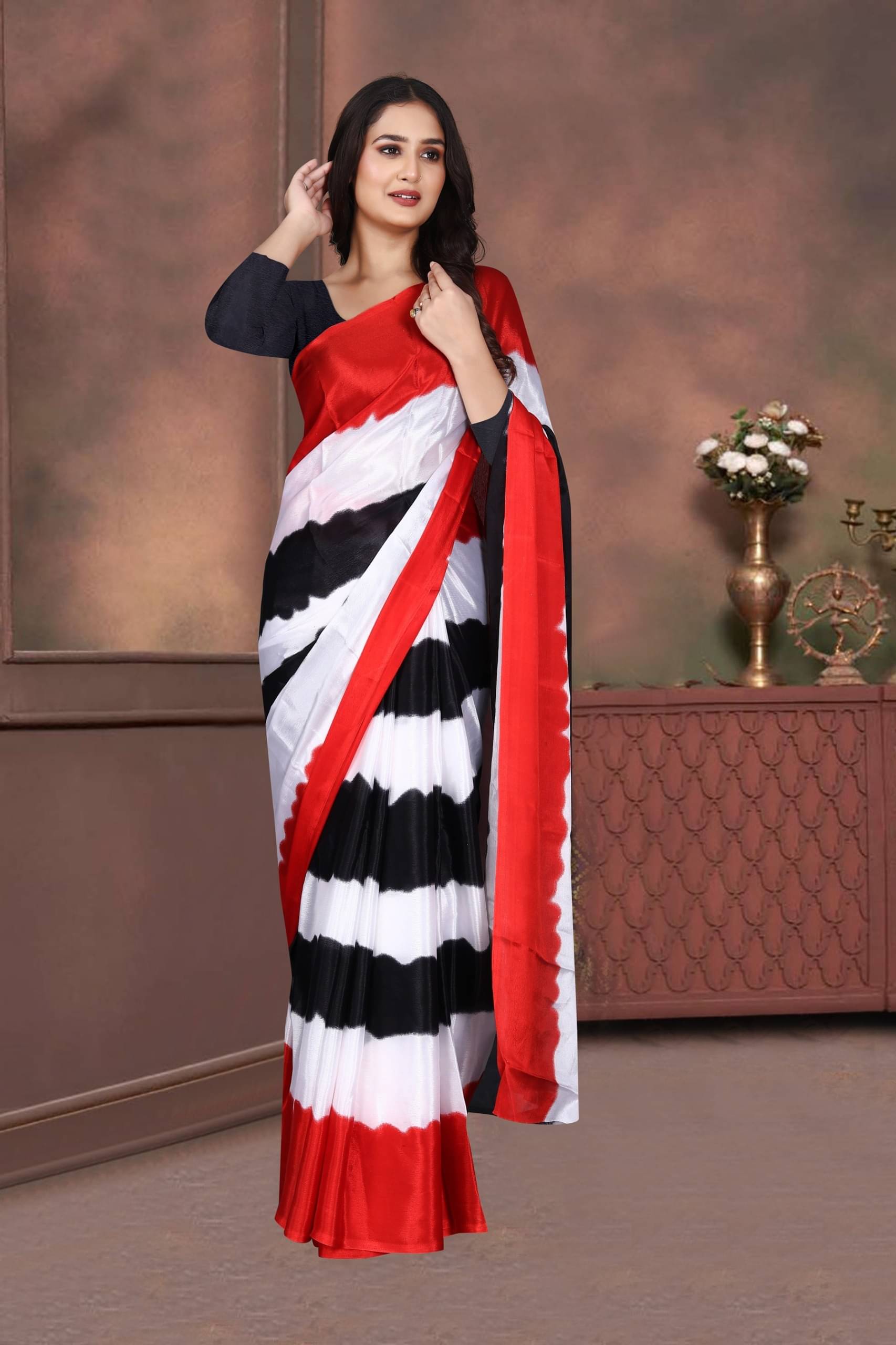 JIHANA FAB Georgette Printed Saree With Unstitched Blouse Piece ( Red ) JIHANA FAB Georgette Printed Saree With Unstitched Blouse Piece ( Red )