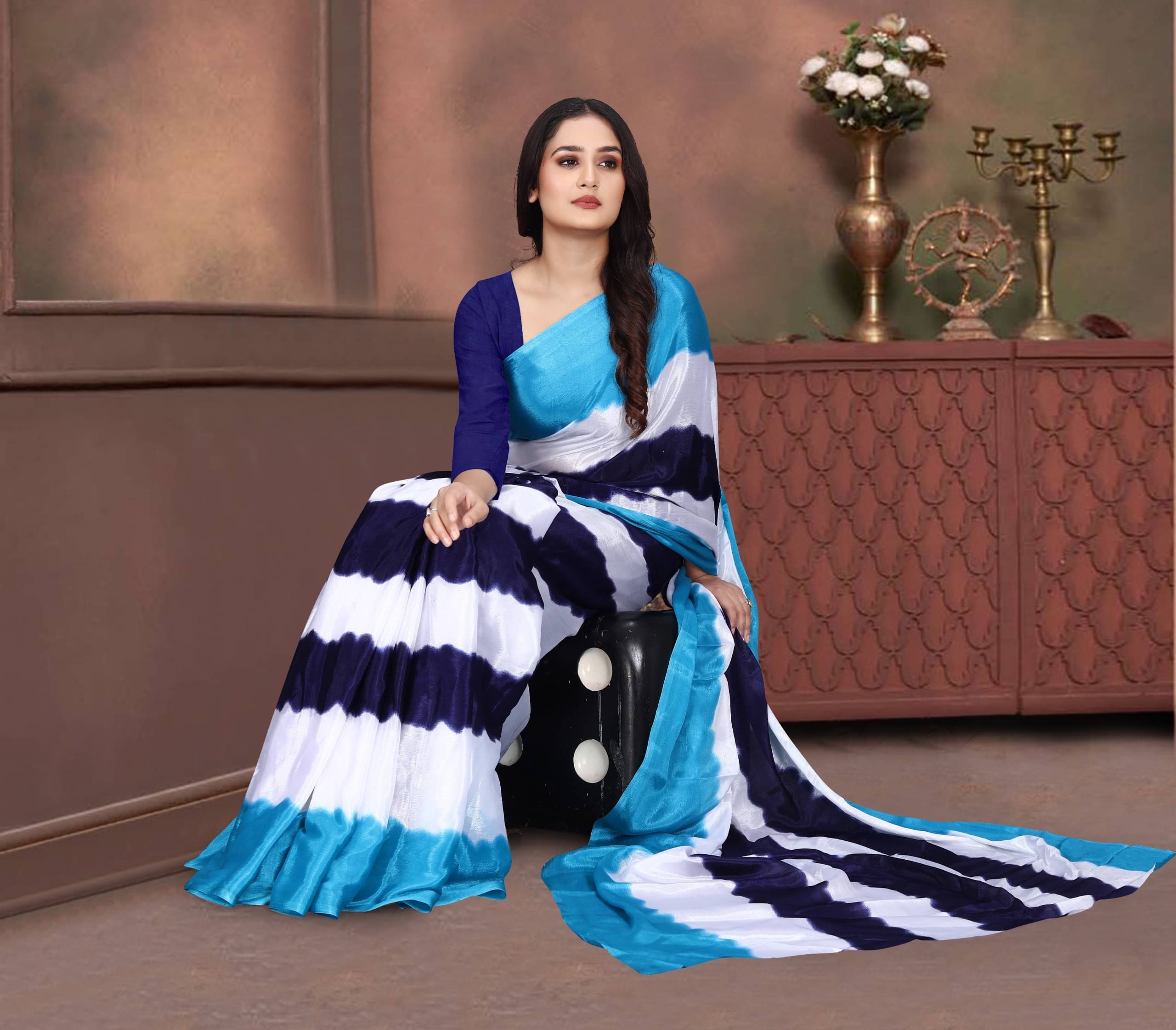 JIHANA FAB Georgette Printed Saree With Unstitched Blouse Piece ( Blue ) JIHANA FAB Georgette Printed Saree With Unstitched Blouse Piece ( Blue )