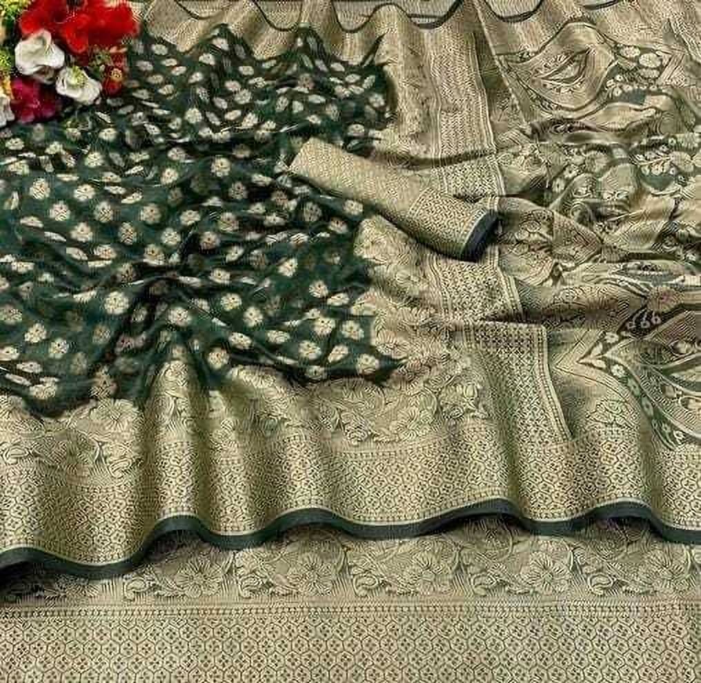 JIHANA FAB Organza Woven Saree With Unstitched Blouse Piece ( Green ) JIHANA FAB Organza Woven Saree With Unstitched Blouse Piece ( Green )