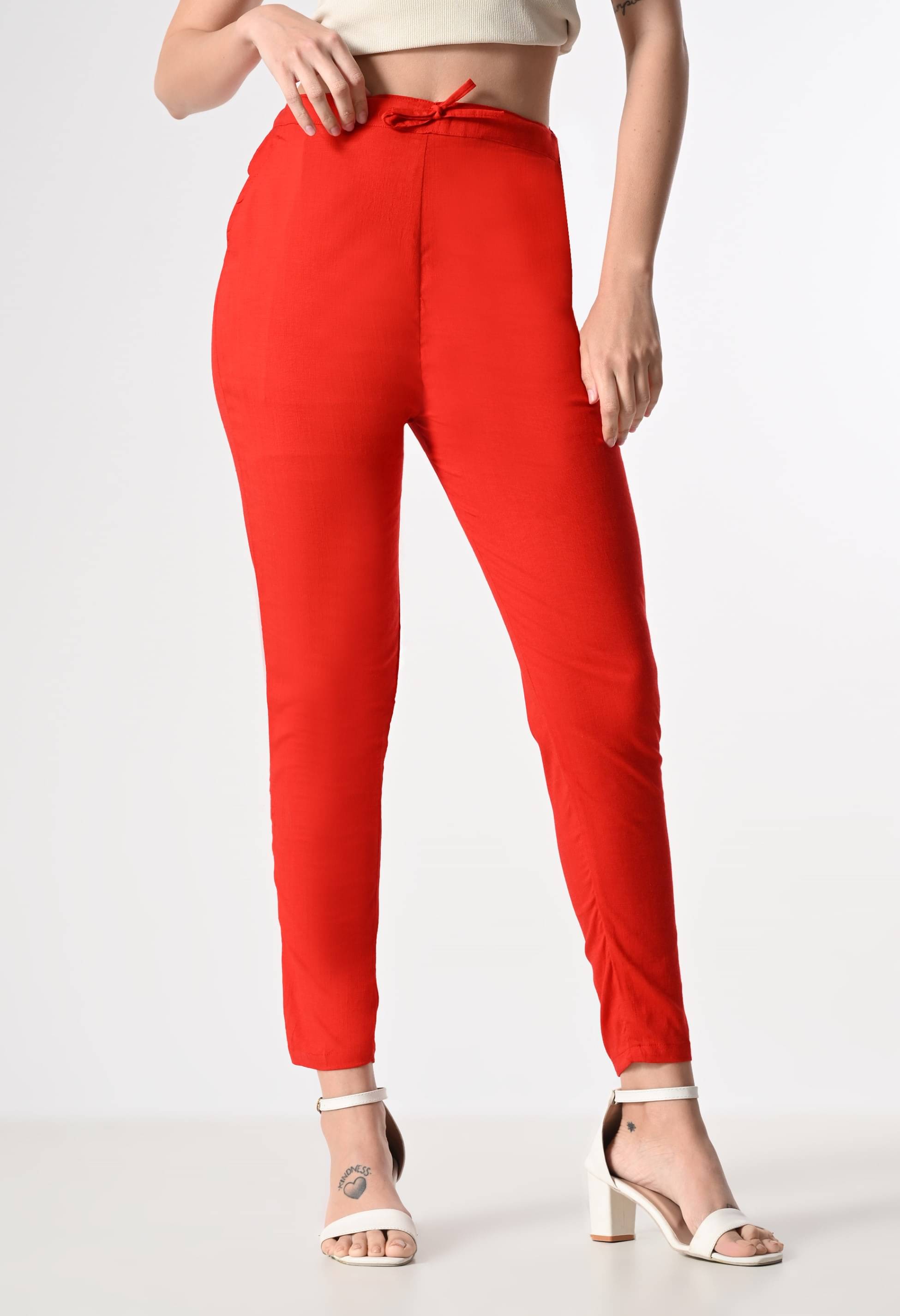     			MAURYA Pack of 1 Lycra Slim Women's Casual Pants ( Red )
