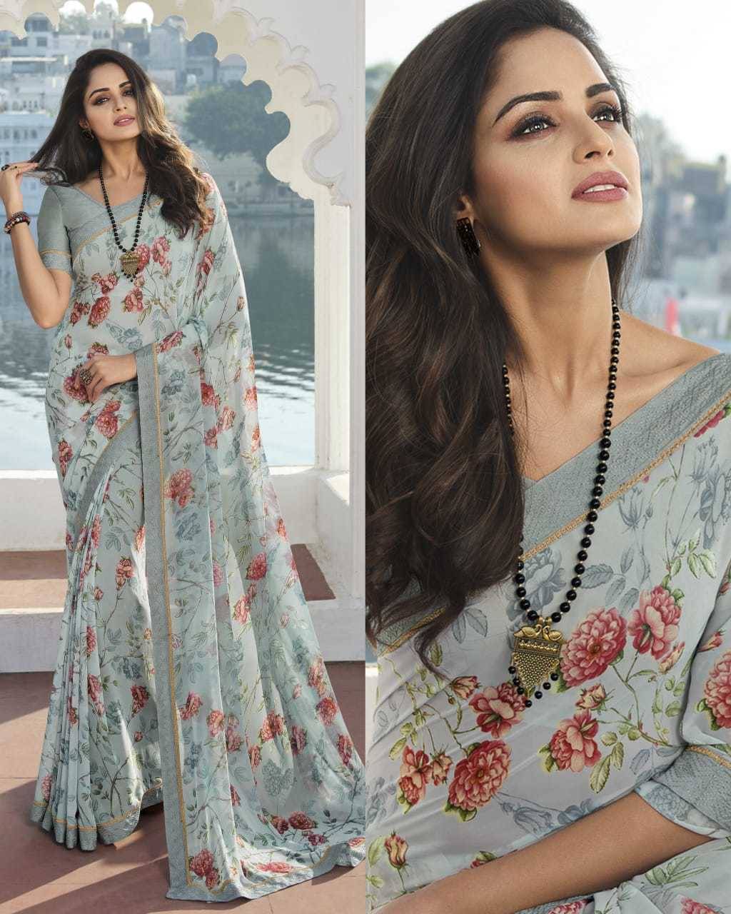     			PHORIA STYLE Chiffon Printed Saree With Unstitched Blouse Piece ( Multicolor )