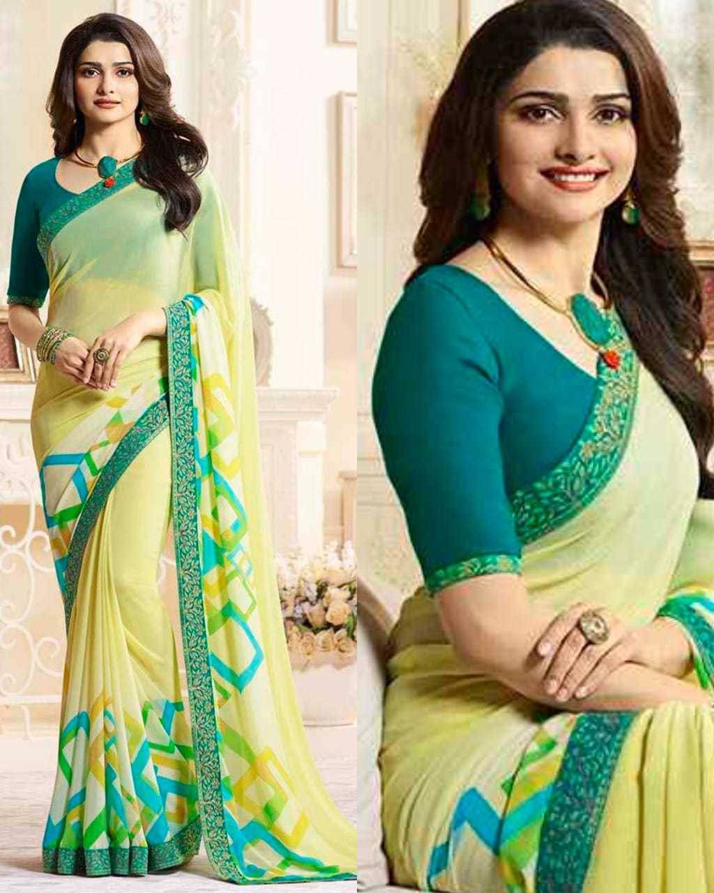     			PHORIA STYLE Georgette Printed Saree With Unstitched Blouse Piece ( Green )