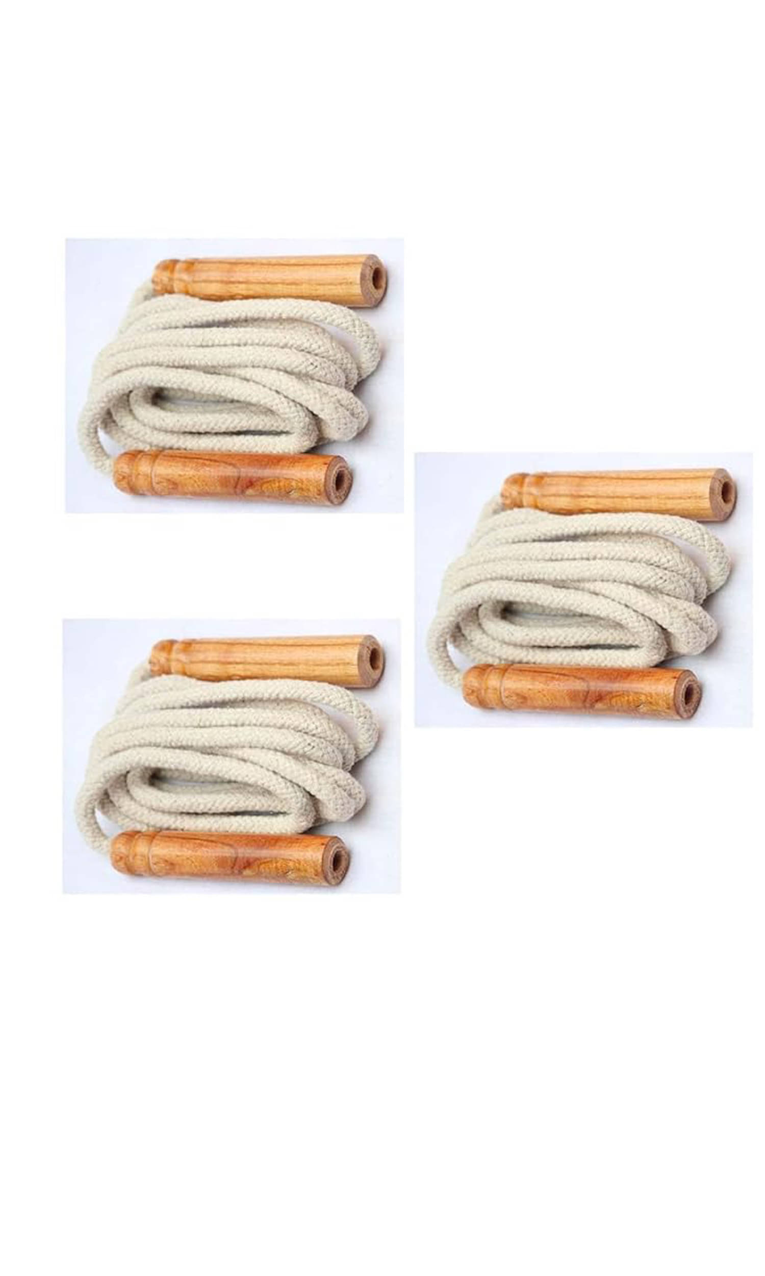     			Padmavathi Enterprises -  Wooden Jumping Skipping Rope - Unisex - Brown Handle - White Rope - Exercise & Fitness & Workout |