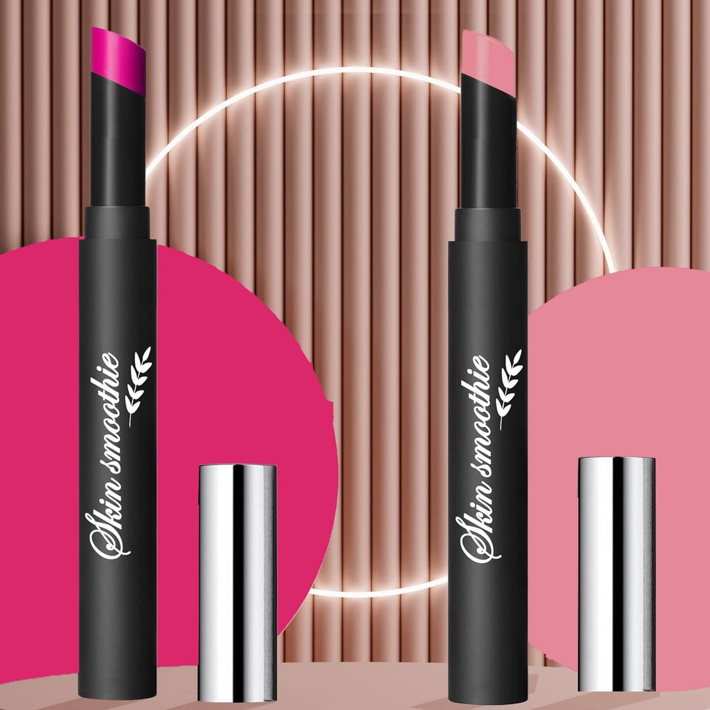     			SKIN SMOOTHIE Matte Crayon Lipstick, Coral & Hot Pink, 2.5 g ,(Pack of 2)