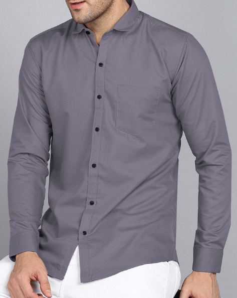 VERTUSY Cotton Blend Regular Fit Solids Full Sleeves Men's Casual Shirt - Grey ( Pack of 1 ) VERTUSY Cotton Blend Regular Fit Solids Full Sleeves Men's Casual Shirt - Grey ( Pack of 1 )