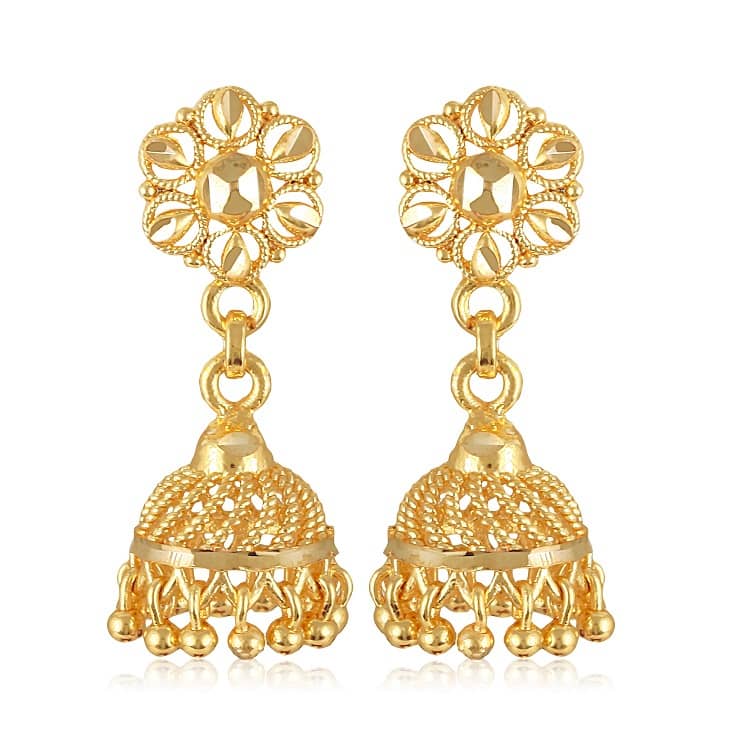 Vighnaharta Golden Jhumki Earrings ( Pack of 1 ) - Earrings | Buy online on ZillyBuy