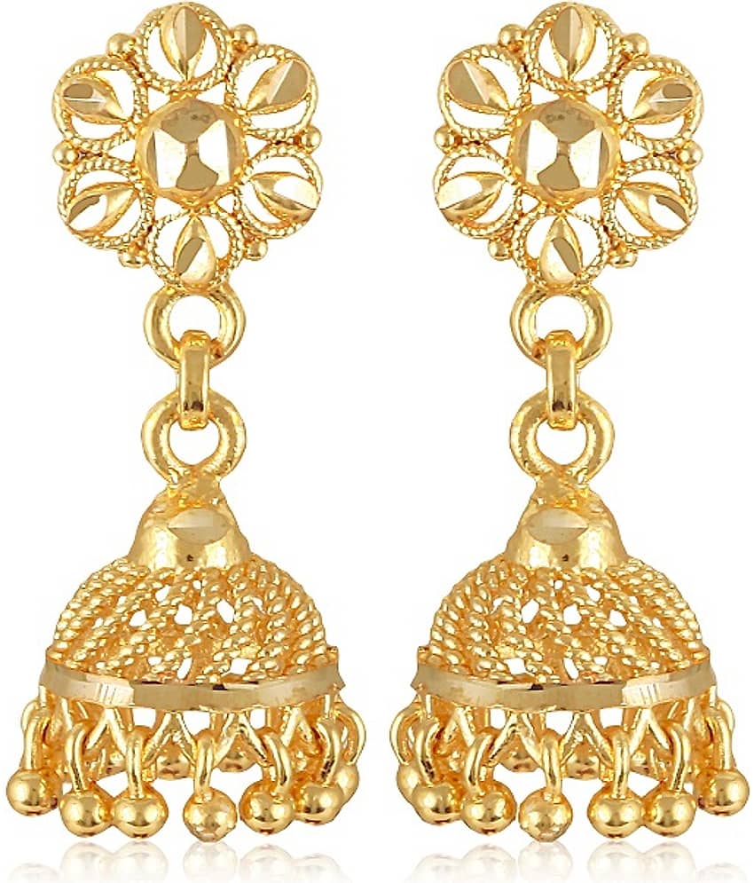Vighnaharta Golden Jhumki Earrings ( Pack of 1 ) - Earrings | Buy online on ZillyBuy
