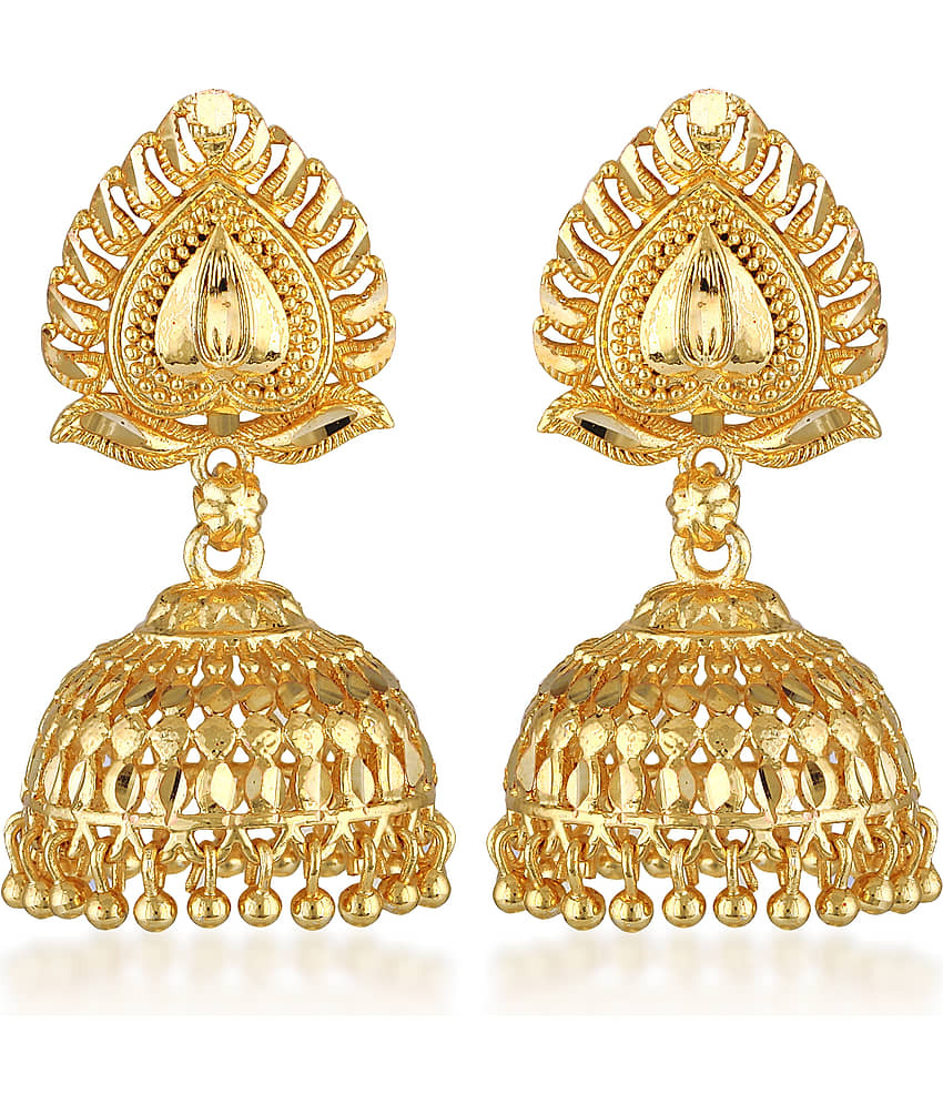 Vighnaharta Golden Jhumki Earrings ( Pack of 1 ) - Earrings | Buy online on ZillyBuy