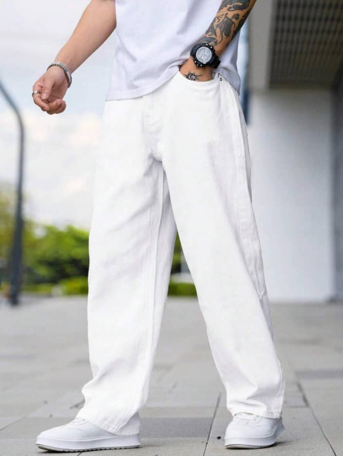 WOOMNY Flared Men's Jeans - White ( Pack of 1 ) - Jeans | Buy online on ZillyBuy