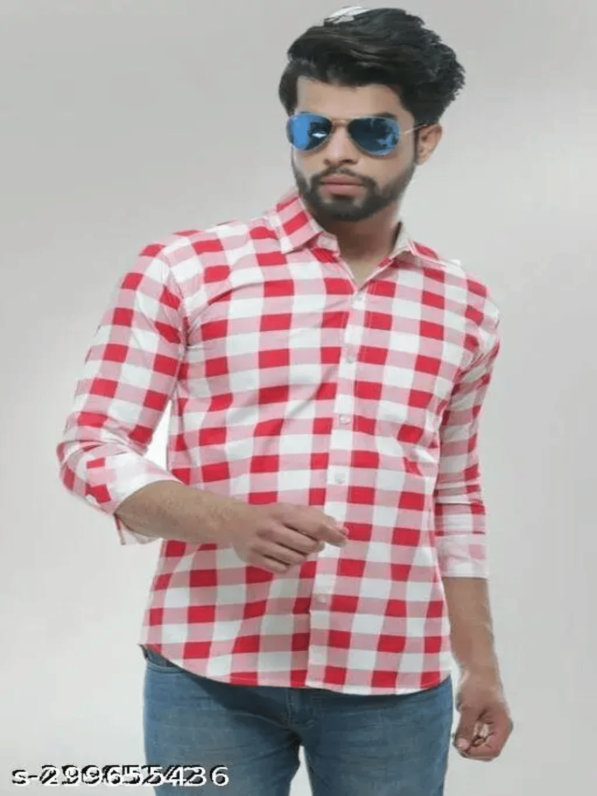 pranat Cotton Blend Slim Fit Checks Full Sleeves Men's Casual Shirt - Red ( Pack of 1 )