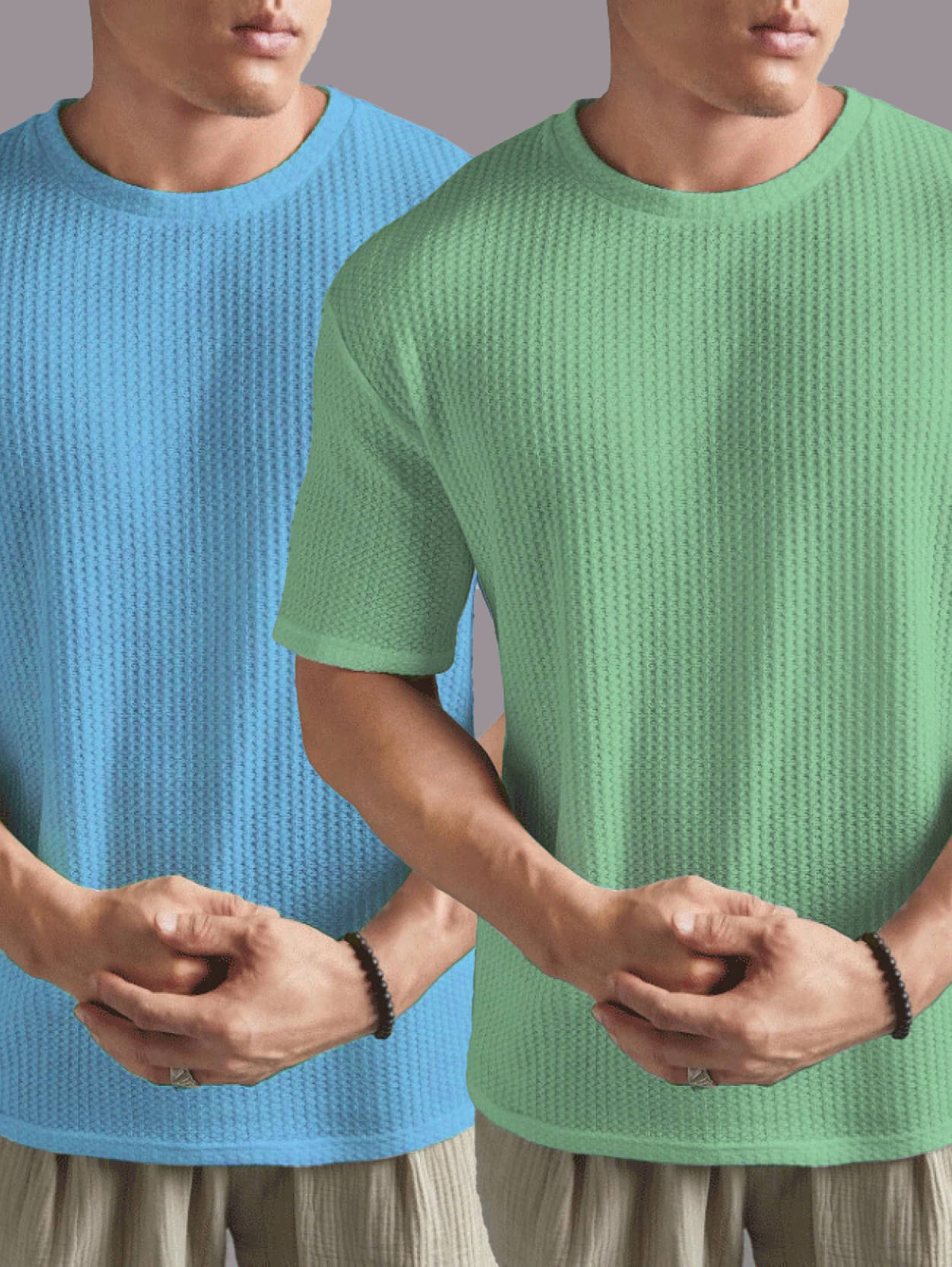 ADORATE Cotton Blend Regular Fit Self Design Half Sleeves Men's Round T-Shirt - Sea Green ( Pack of 2 ) ADORATE Cotton Blend Regular Fit Self Design Half Sleeves Men's Round T-Shirt - Sea Green ( Pack of 2 )